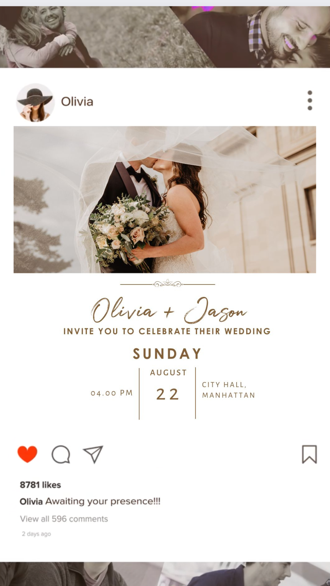 Modern Wedding Video Invitation - Modern Theme Photo Wedding Invite - Save The Date