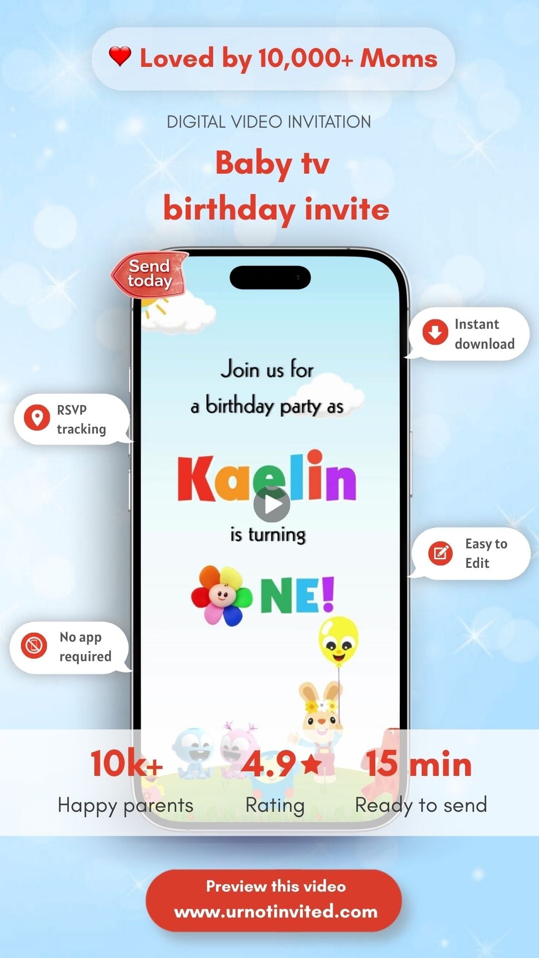 Baby TV Birthday Animated Video Invitation | Canva Template | Instant Download - urnotinvitedFirst BirthdayurnotinvitedurnotinvitedVideo OnlyBaby TV Birthday Animated Video Invitation | Canva Template | Instant Download