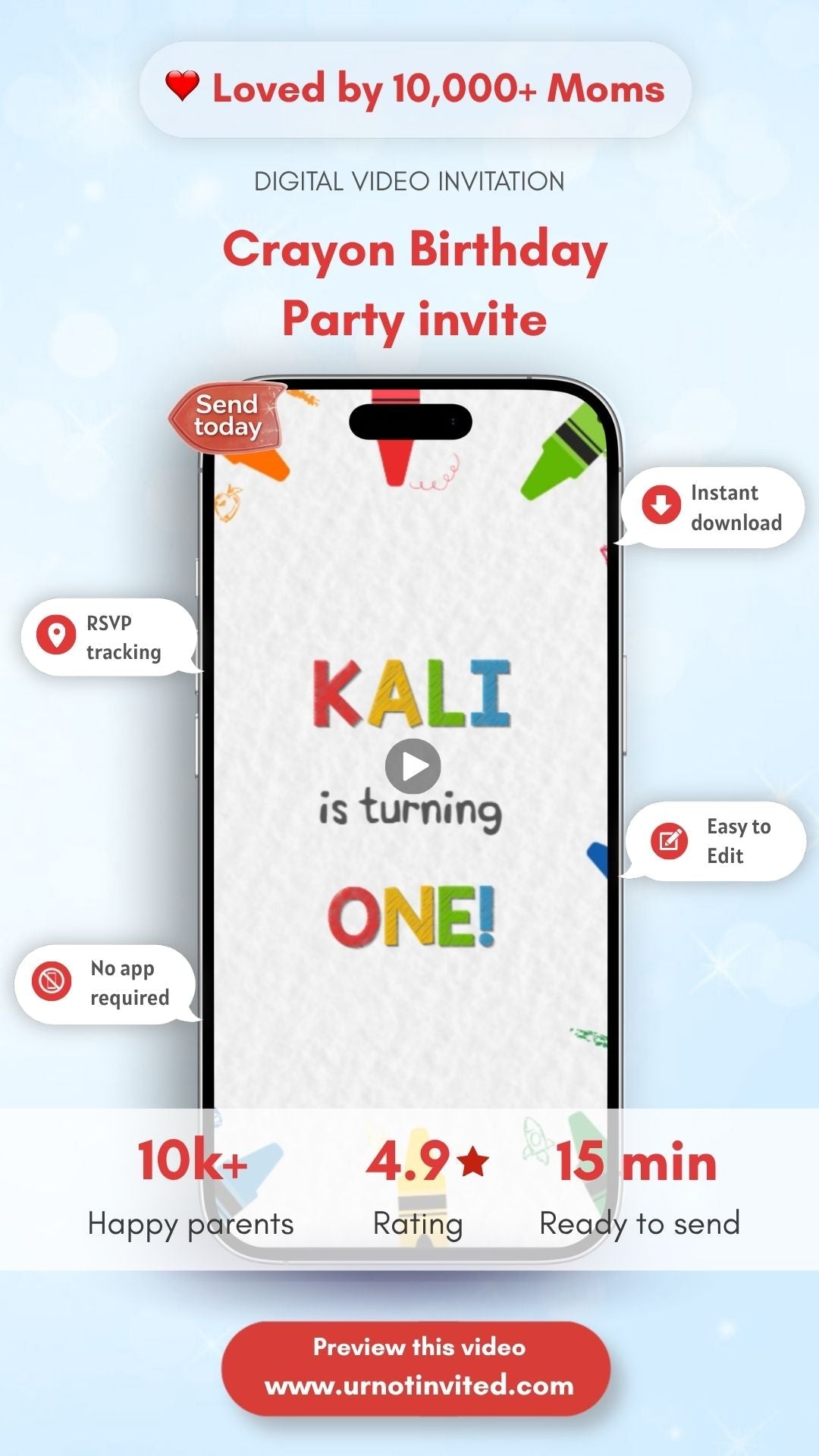 Crayon Birthday Party Video Invitation - Crayon Birthday Party Invite | Canva Template | Instant Download - urnotinvitedKIds BirthdayurnotinvitedurnotinvitedINV-13310video onlyCrayon Birthday Party Video Invitation - Crayon Birthday Party Invite | Canva Template | Instant Download