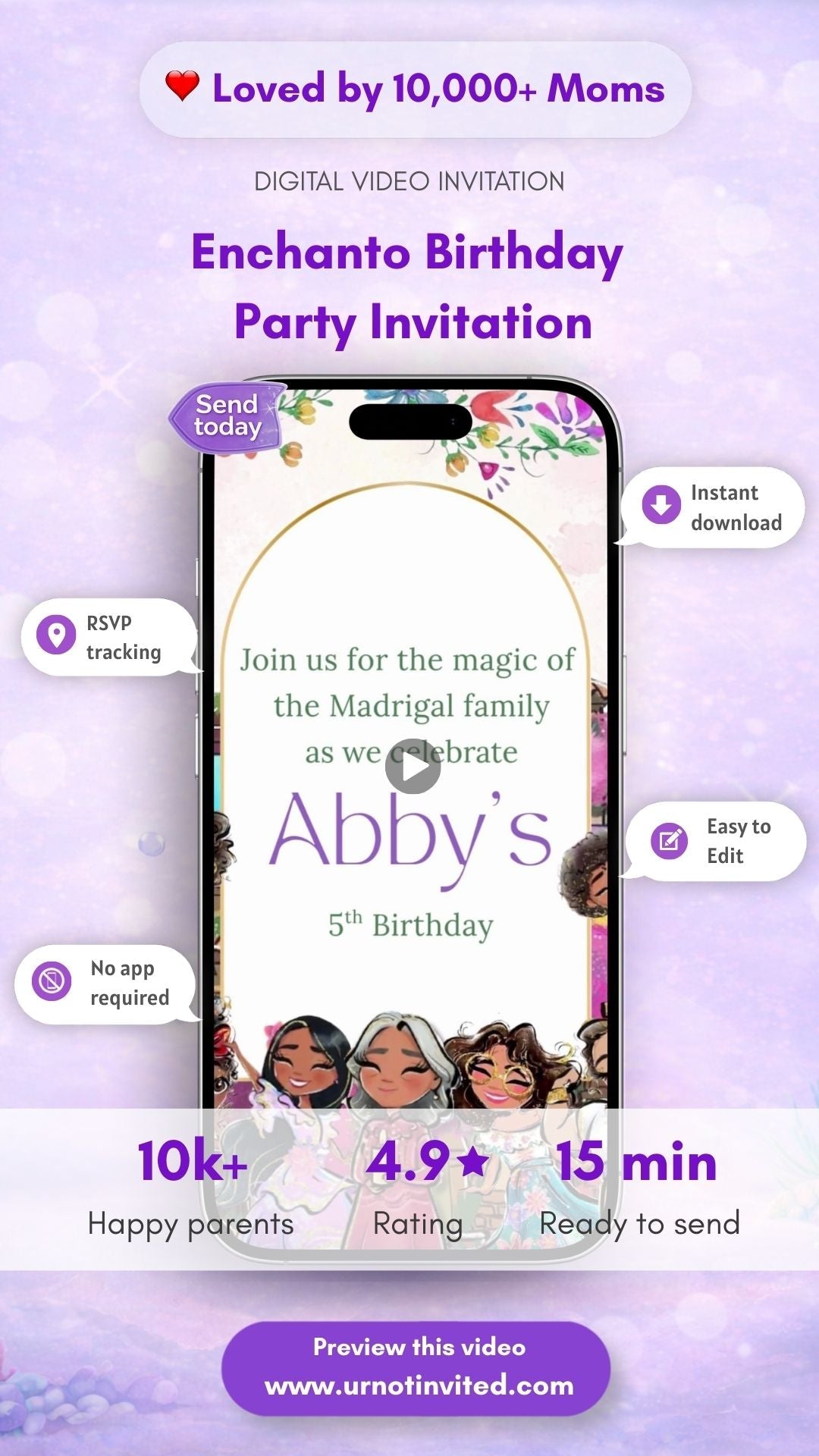 Enchanto Birthday Video Invitation - Enchanto Birthday Theme Movie Show Party Digital Invite | Canva Template | Instant Download - urnotinvitedKIds BirthdayurnotinvitedurnotinvitedVideo onlyEnchanto Birthday Video Invitation - Enchanto Birthday Theme Movie Show Party Digital Invite | Canva Template | Instant Download