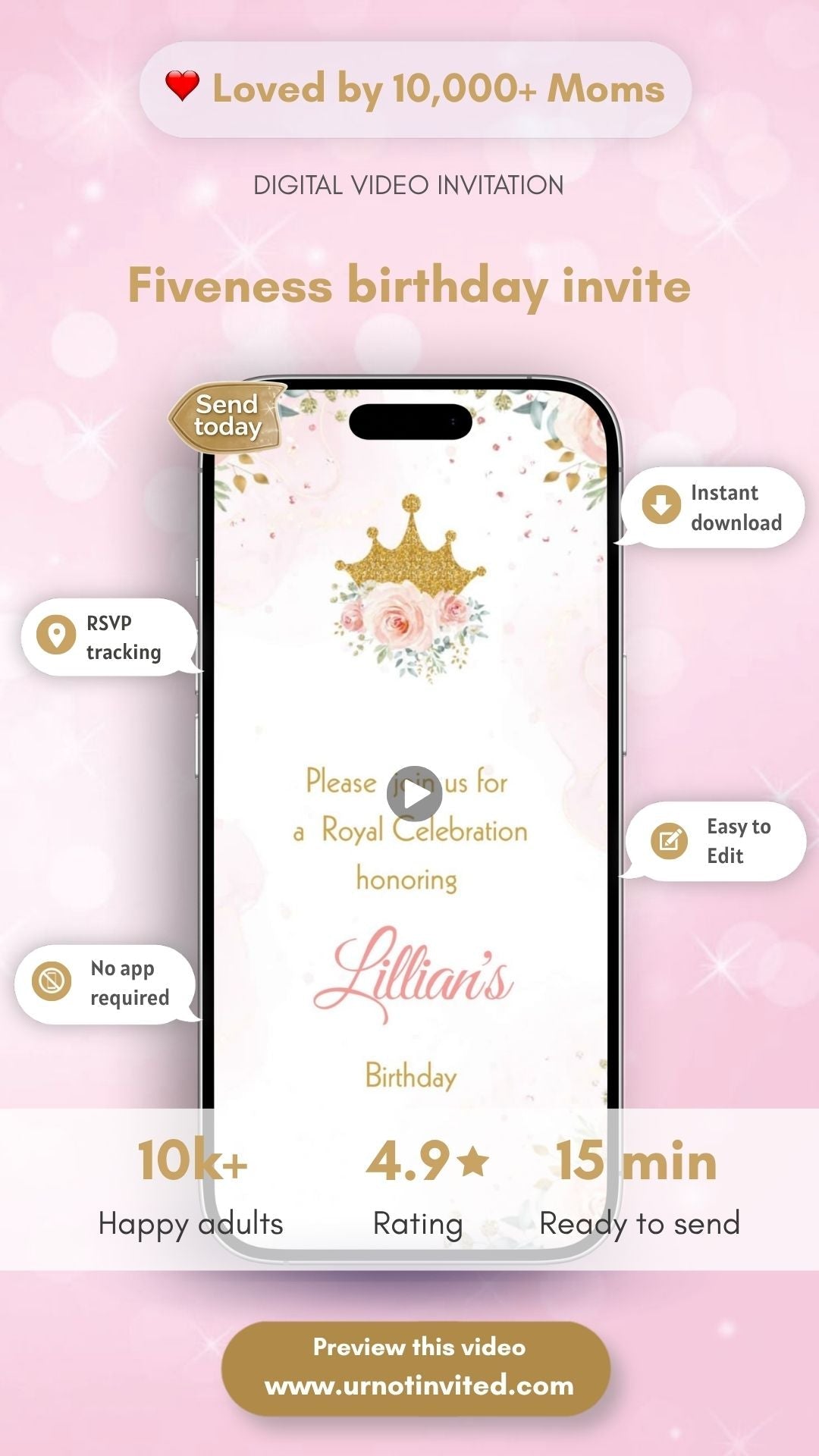 Fiveness Birthday Video Invitation - Royal Fiveness Theme Party Invite | Canva template | Instant download - urnotinvitedKIds BirthdayurnotinvitedurnotinvitedINV-1090Video OnlyFiveness Birthday Video Invitation - Royal Fiveness Theme Party Invite | Canva template | Instant download