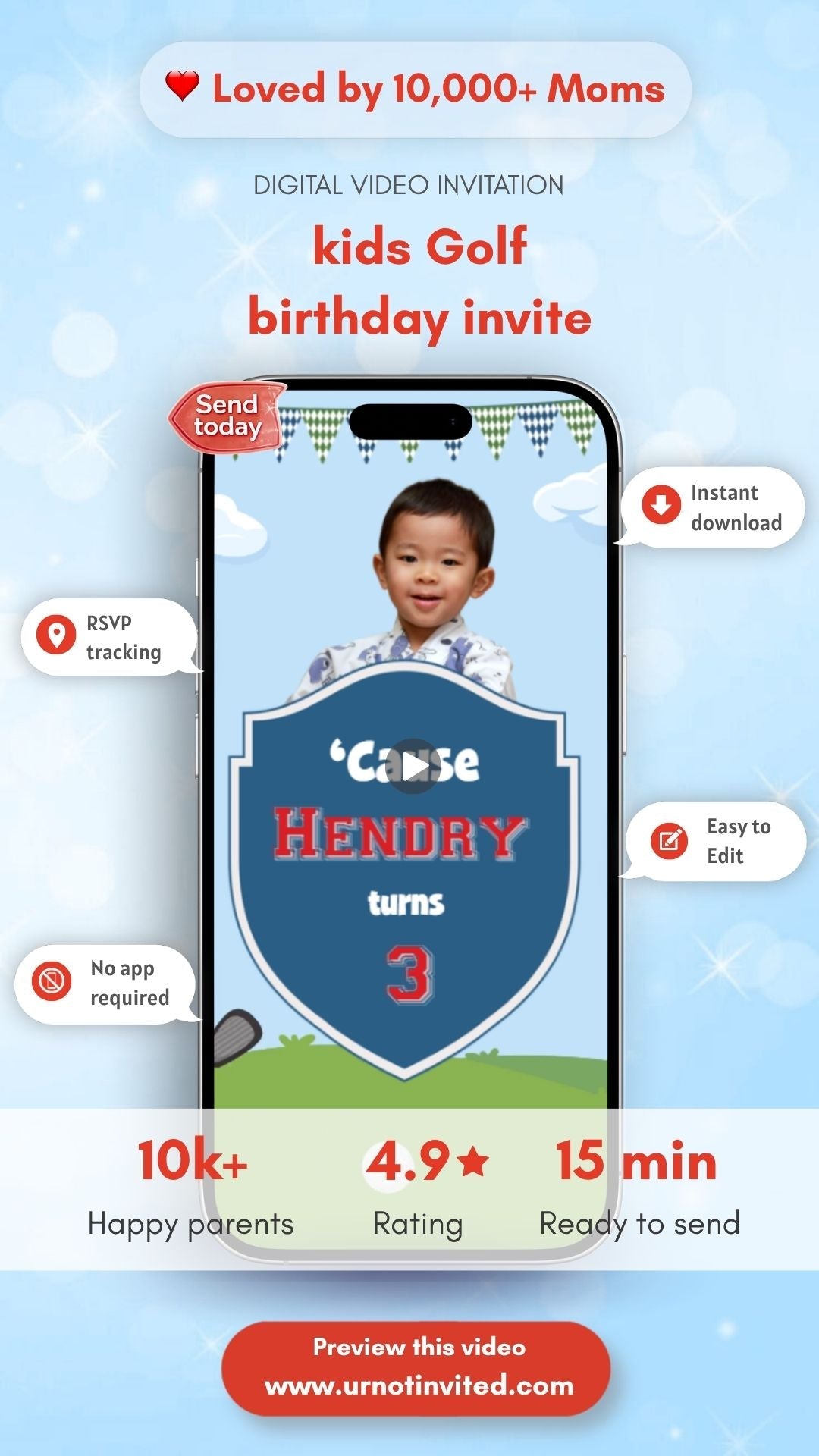 Golf Birthday Party Video Invitation - urnotinvitedKIds BirthdayurnotinvitedurnotinvitedINV-1296DIY VideoGolf Birthday Party Video Invitation