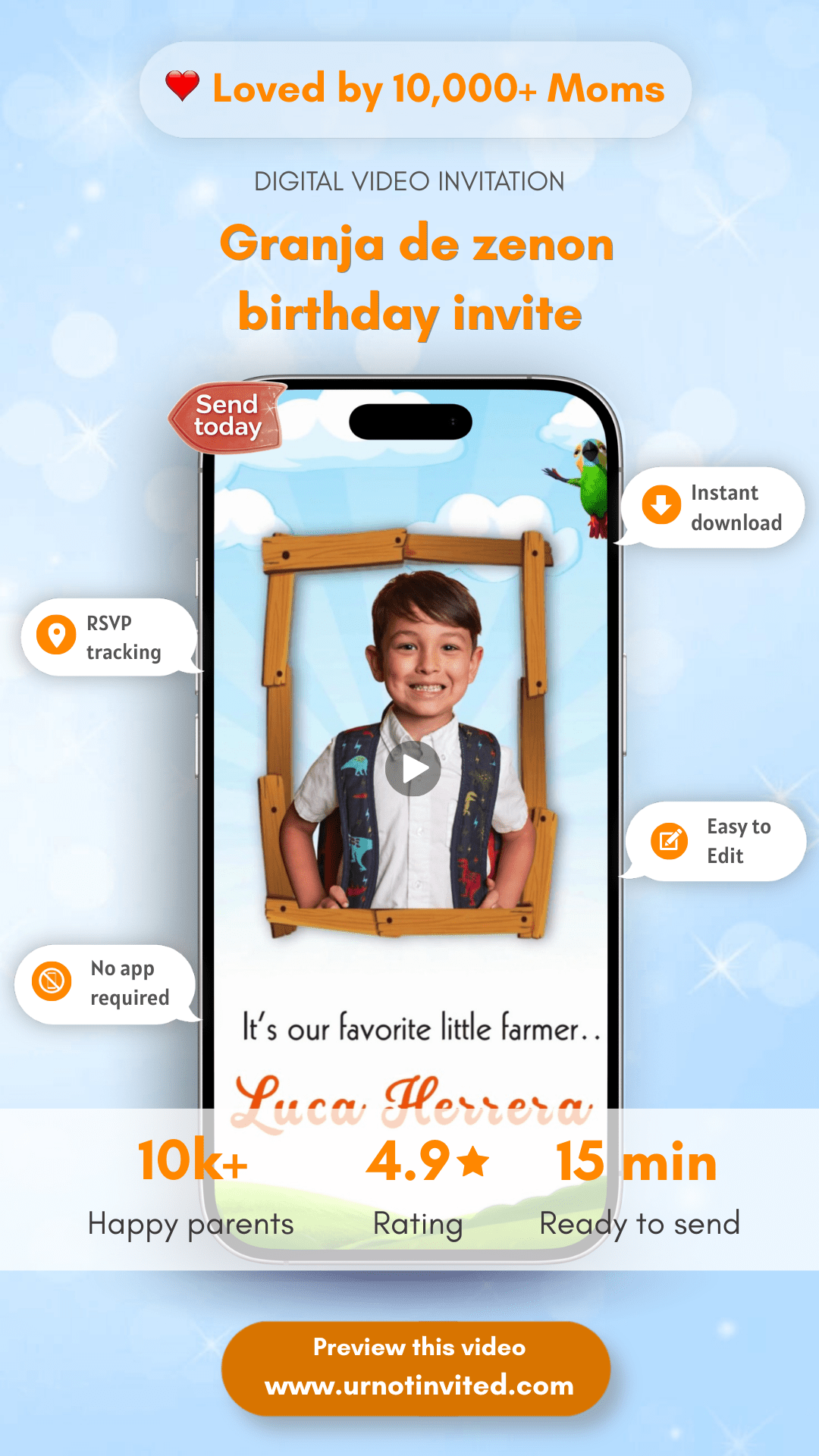 Granja de Zenón Birthday Invitation (English) | Animated Farm Party Video Invite Template (Canva) - urnotinvitedKIds BirthdayurnotinvitedurnotinvitedVideo OnlyGranja de Zenón Birthday Invitation (English) | Animated Farm Party Video Invite Template (Canva)