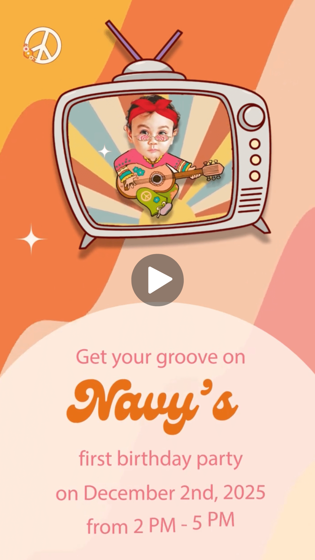 Groovy Birthday Video Invitation - Groovy Theme Digital Birthday Party Invite - urnotinvitedKIds BirthdayurnotinvitedurnotinvitedINV-13281Video Onlygroovy birthday invitations