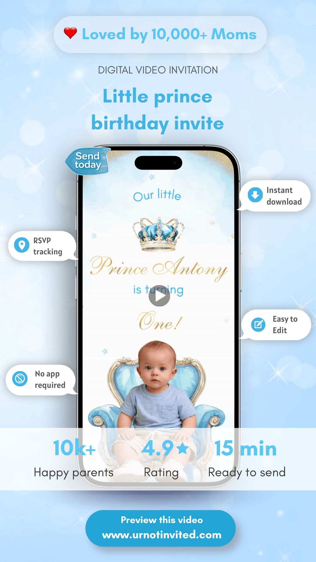 Little Prince Birthday Animated Video Invitation | Royal Prince Party Invite | Canva Template | Instant Download - urnotinvitedKIds BirthdayurnotinvitedurnotinvitedVideo OnlyLittle Prince Birthday Animated Video Invitation | Royal Prince Party Invite | Canva Template | Instant Download
