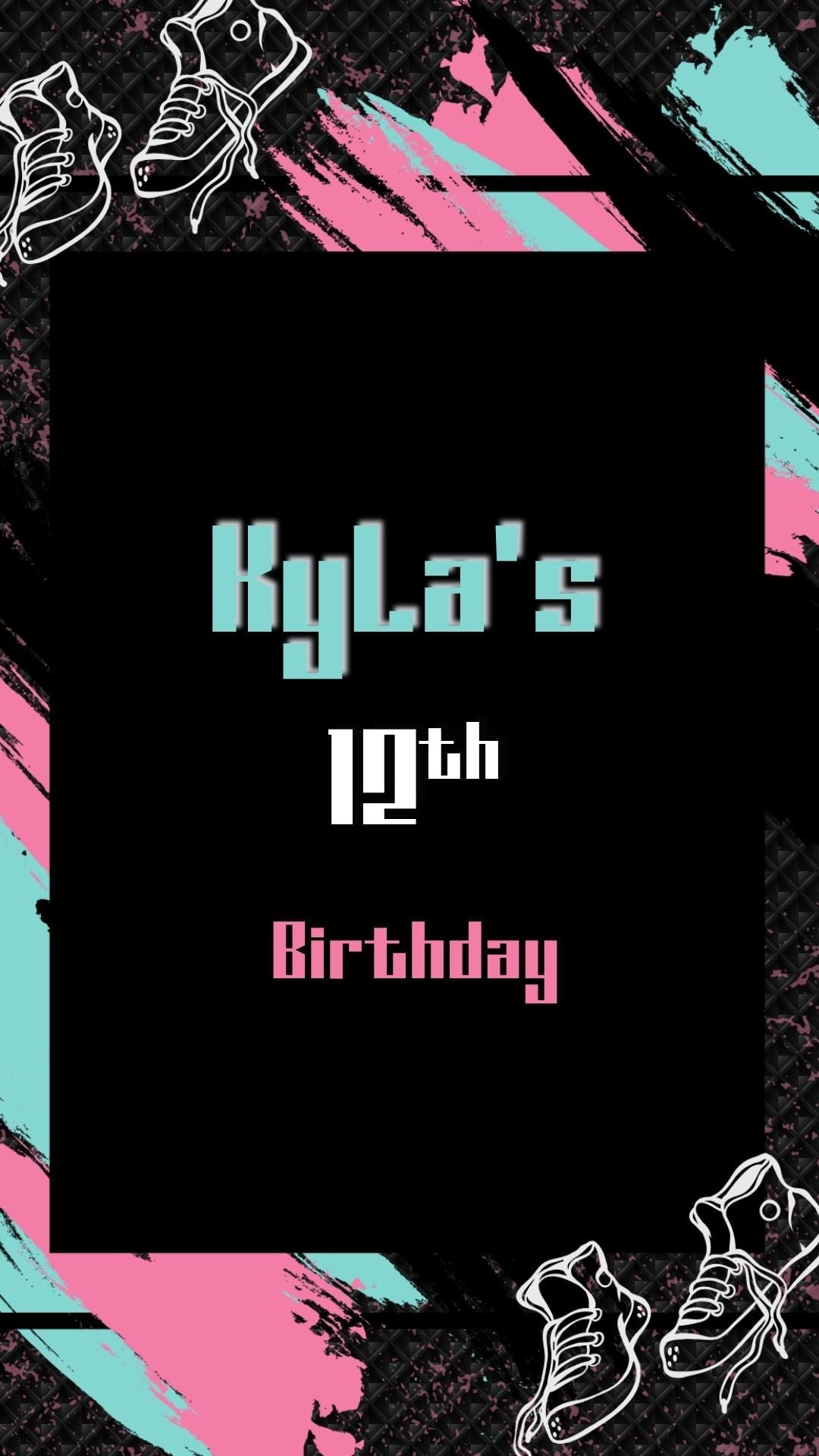 Pink & Aqua Sneaker Ball Birthday Video Invitation – Sneaker Theme Party Invite | Canva Template | Instant Download - urnotinvitedInvitationsurnotinvitedurnotinvitedINV-1160Video OnlyPink & Aqua Sneaker Ball Birthday Video Invitation – Sneaker Theme Party Invite | Canva Template | Instant Download