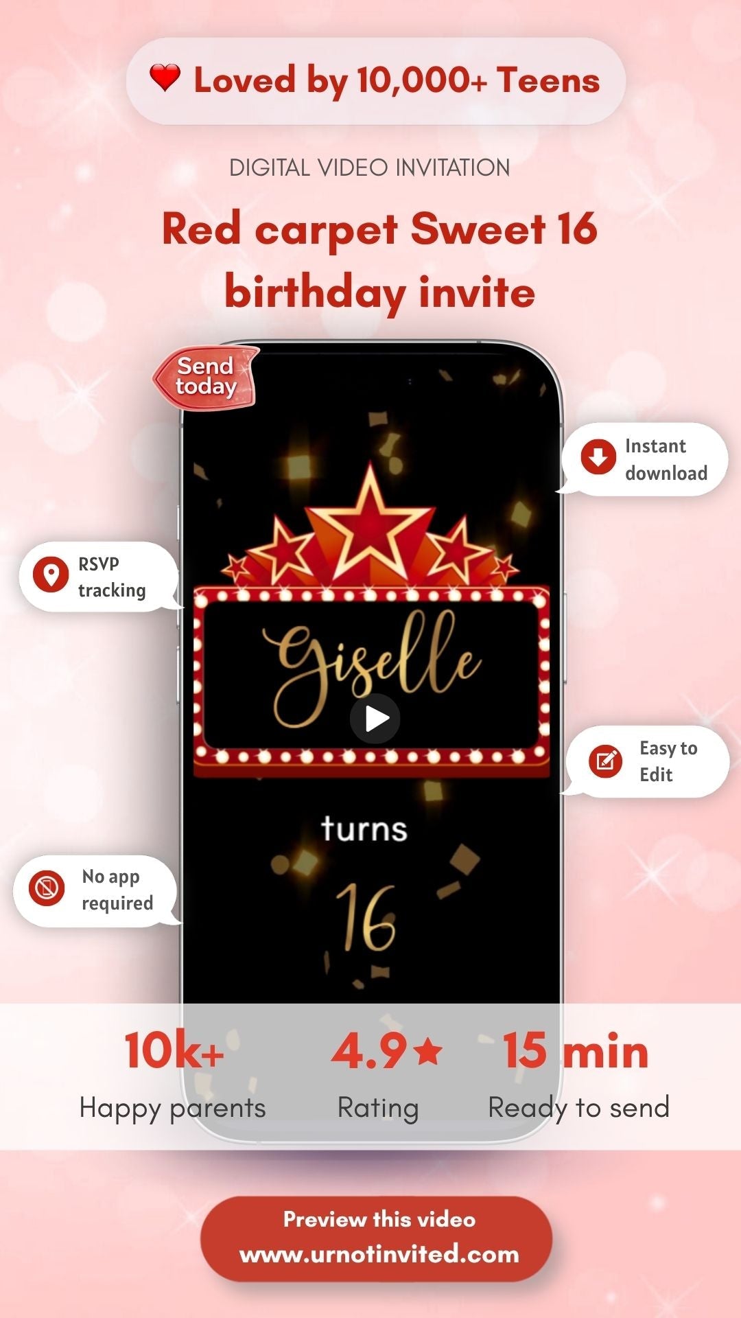 Red Carpet Birthday Invitation - Sweet 16 Red Carpet Theme Party Invite - urnotinvitedAdult BirthdayurnotinvitedurnotinvitedINV-1134Video OnlyRed Carpet Birthday Invitation - Sweet 16 Red Carpet Theme Party Invite