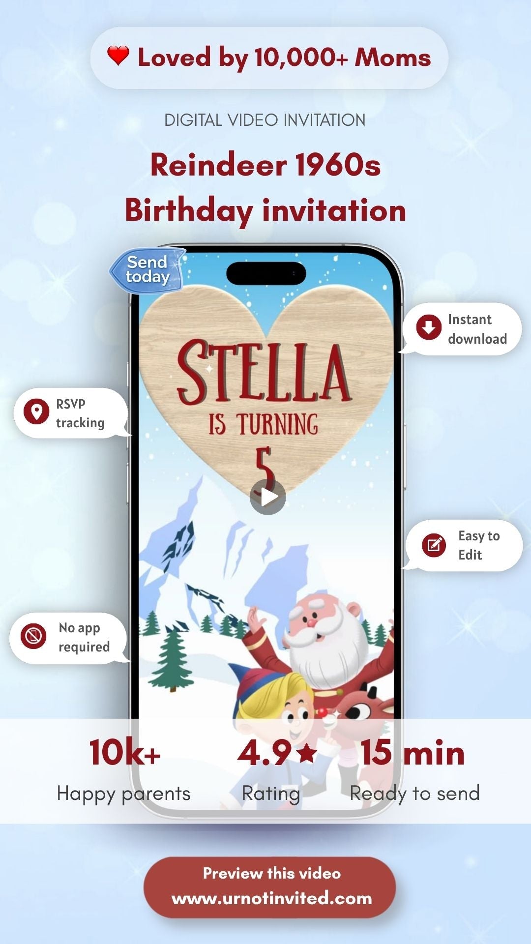 Reindeer 1960s Birthday Video Invitation - Reindeer 1960s Movie Theme Party Digital Invite | Canva Template | Instant Download - urnotinvitedKIds BirthdayurnotinvitedurnotinvitedINV-1258Video OnlyReindeer 1960s Birthday Video Invitation - Reindeer 1960s Movie Theme Party Digital Invite | Canva Template | Instant Download