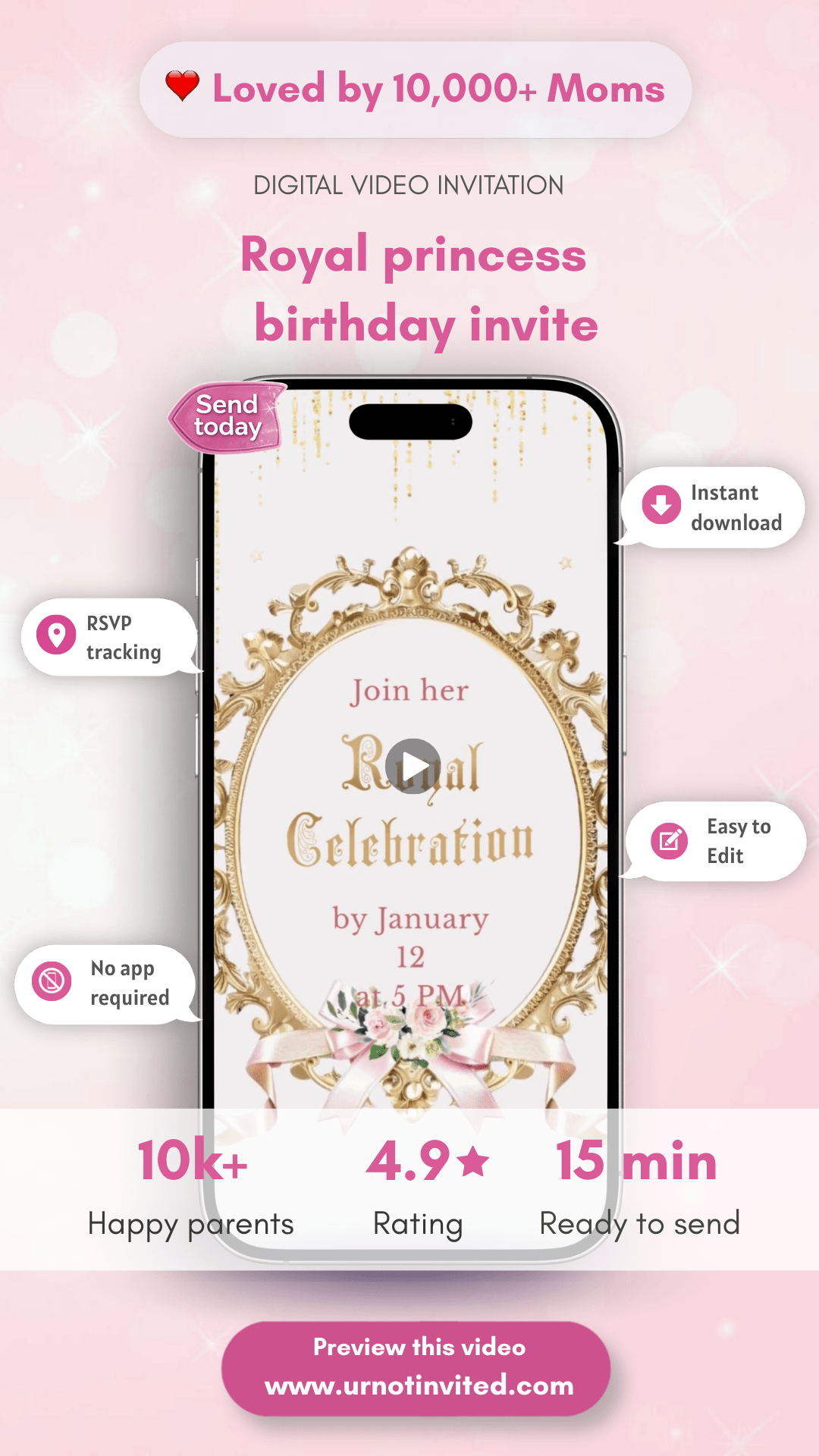 Royal Princess Birthday Animated Video Invitation | Canva Template | Instant Download - urnotinvitedKIds BirthdayurnotinvitedurnotinvitedVideo OnlyRoyal Princess Birthday Animated Video Invitation | Canva Template | Instant Download