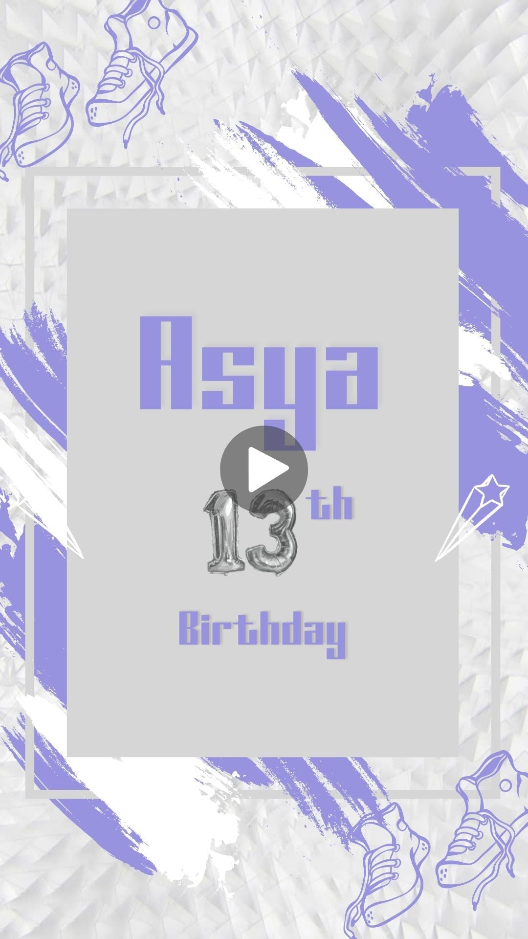 Sneaker Ball Birthday Video Invitation - Purple Shoe In White Sneaker Theme Party Invite - urnotinvitedKIds BirthdayurnotinvitedurnotinvitedINV-1174Video Onlypurple birthday invitations template