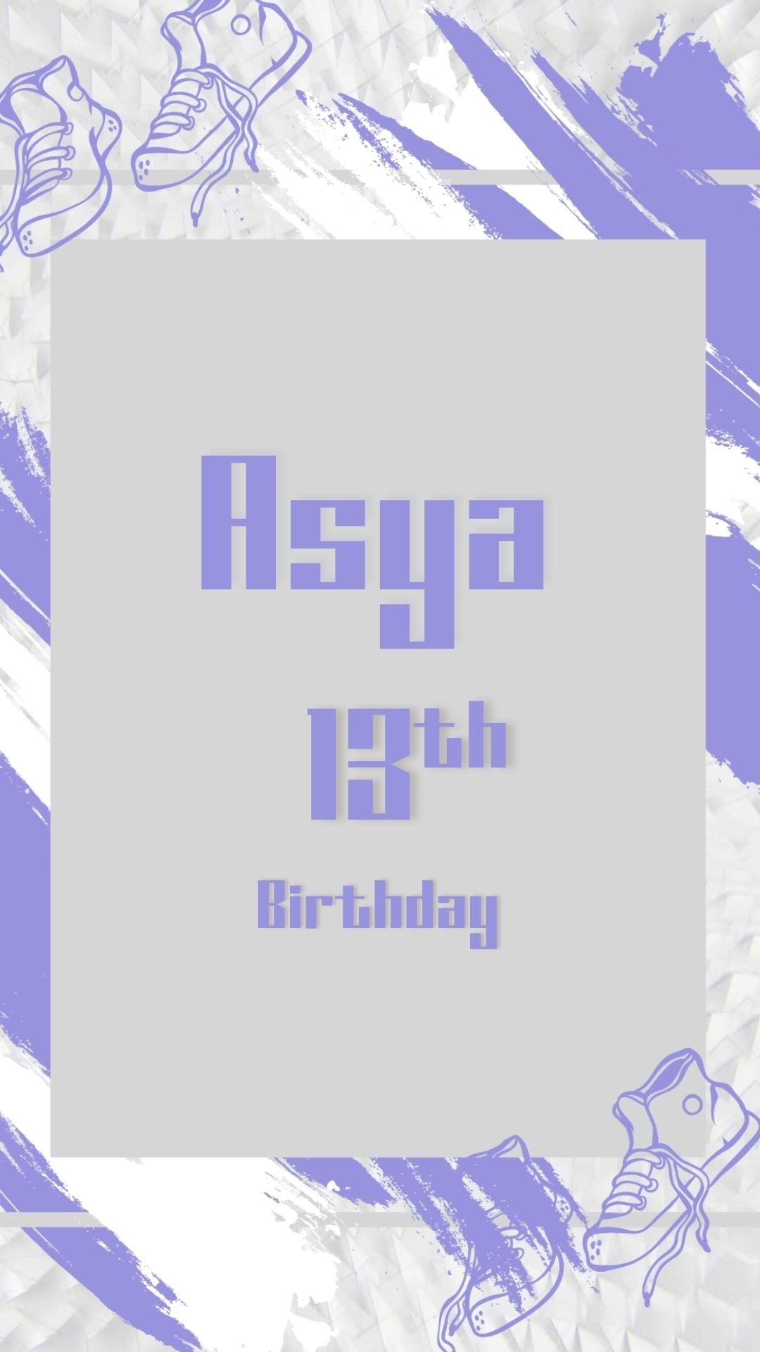 Sneaker Ball Party Video Invitation – Purple Shoe White Theme Birthday Invite | Canva Template | Instant Download - urnotinvitedKIds BirthdayurnotinvitedurnotinvitedINV-1174Video OnlySneaker Ball Party Video Invitation – Purple Shoe White Theme Birthday Invite | Canva Template | Instant Download