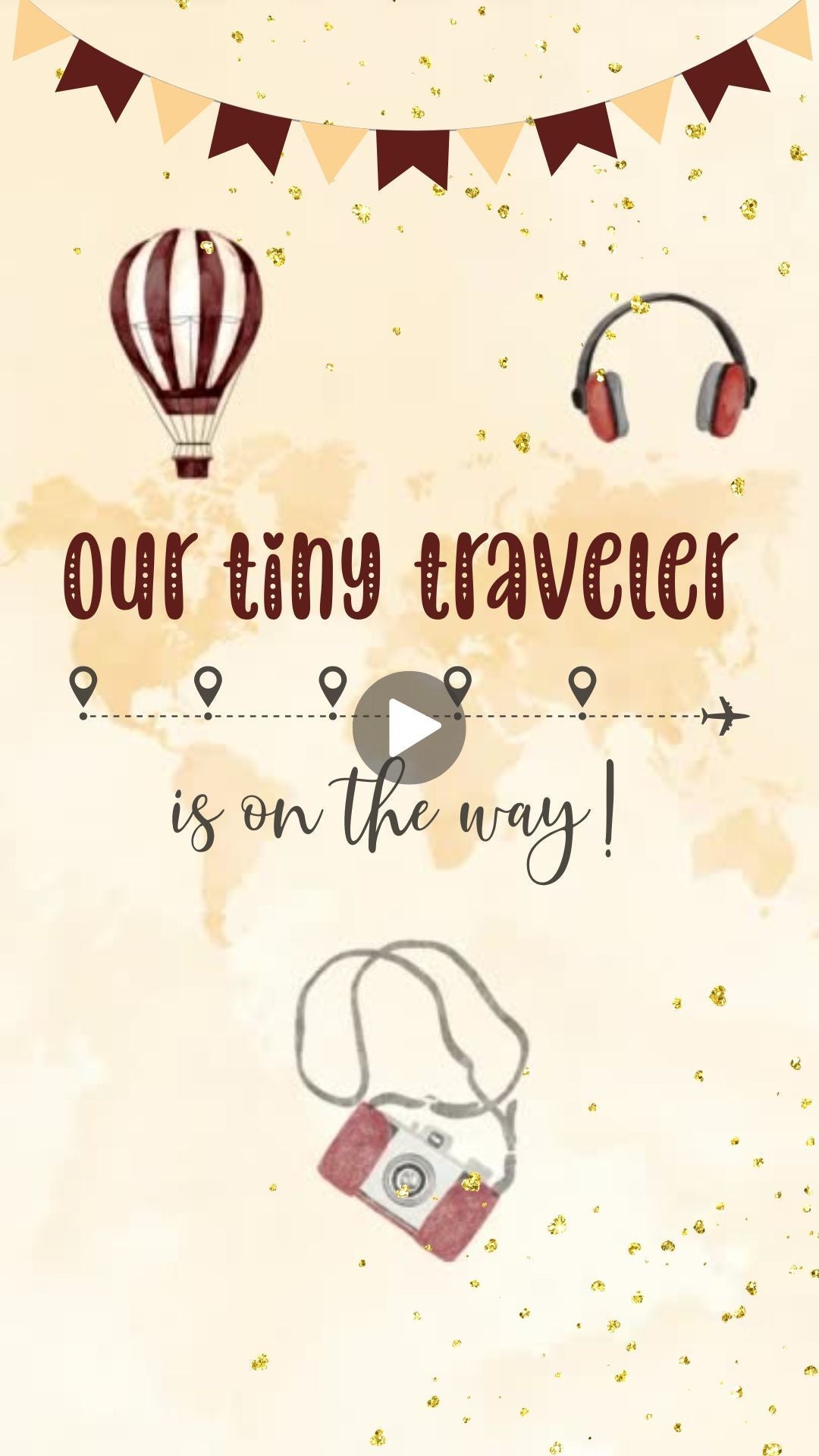 Travel Baby Shower (Brown) Invite - Our Tiny Traveler Baby Shower Invitation - urnotinvitedBaby ShoweryourenvitedurnotinvitedINV-0315Video OnlyTravel Baby Shower (Brown) Invite - Our Tiny Traveler Baby Shower Invitation
