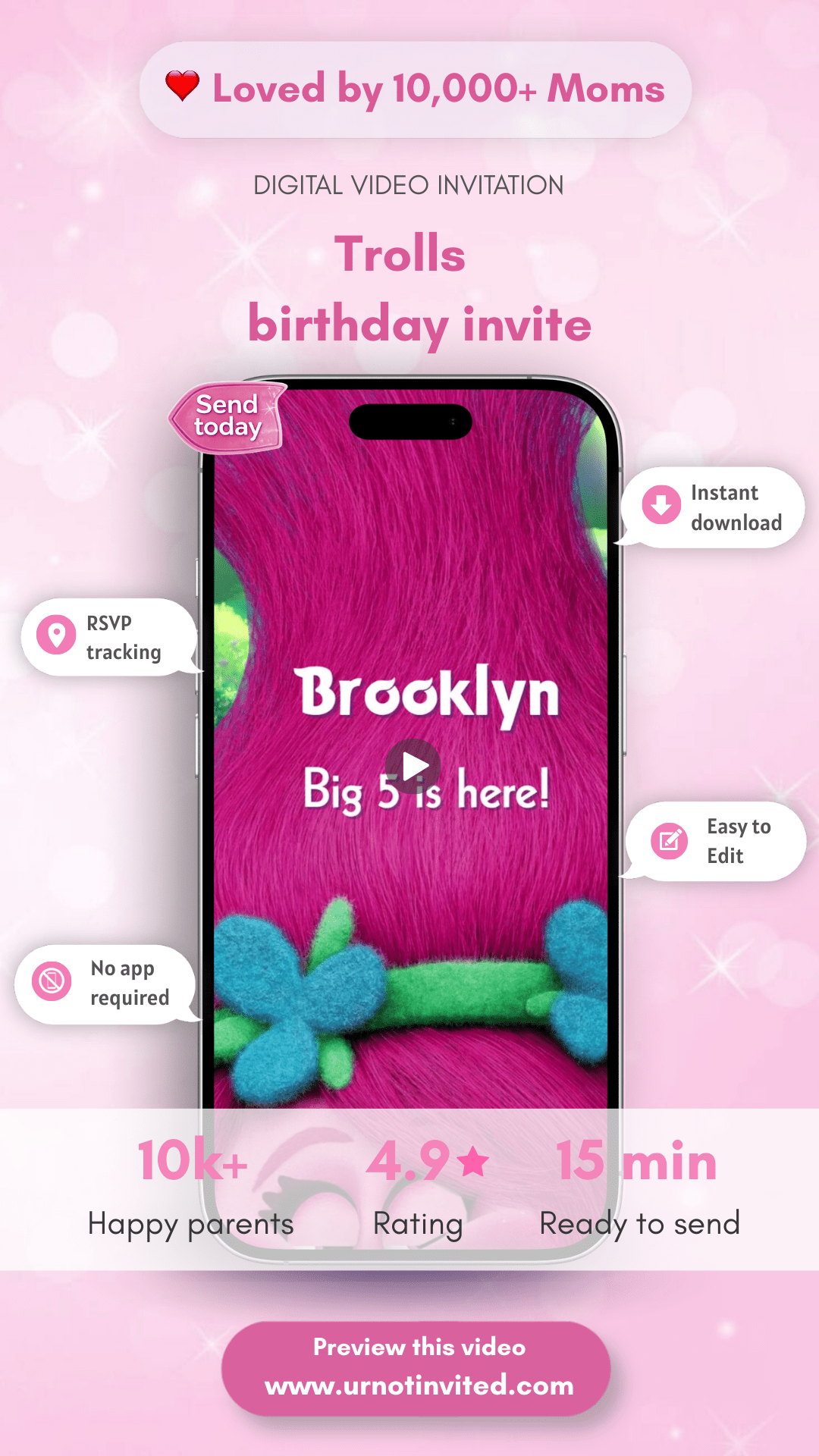 Trolls Birthday Video Invitation - Trolls Celebration Theme Party Invite | Canva Template | Instant Download (Copy) - urnotinvitedKIds BirthdayurnotinvitedurnotinvitedINV-13310video onlyTrolls Birthday Video Invitation - Trolls Celebration Theme Party Invite | Canva Template | Instant Download (Copy)