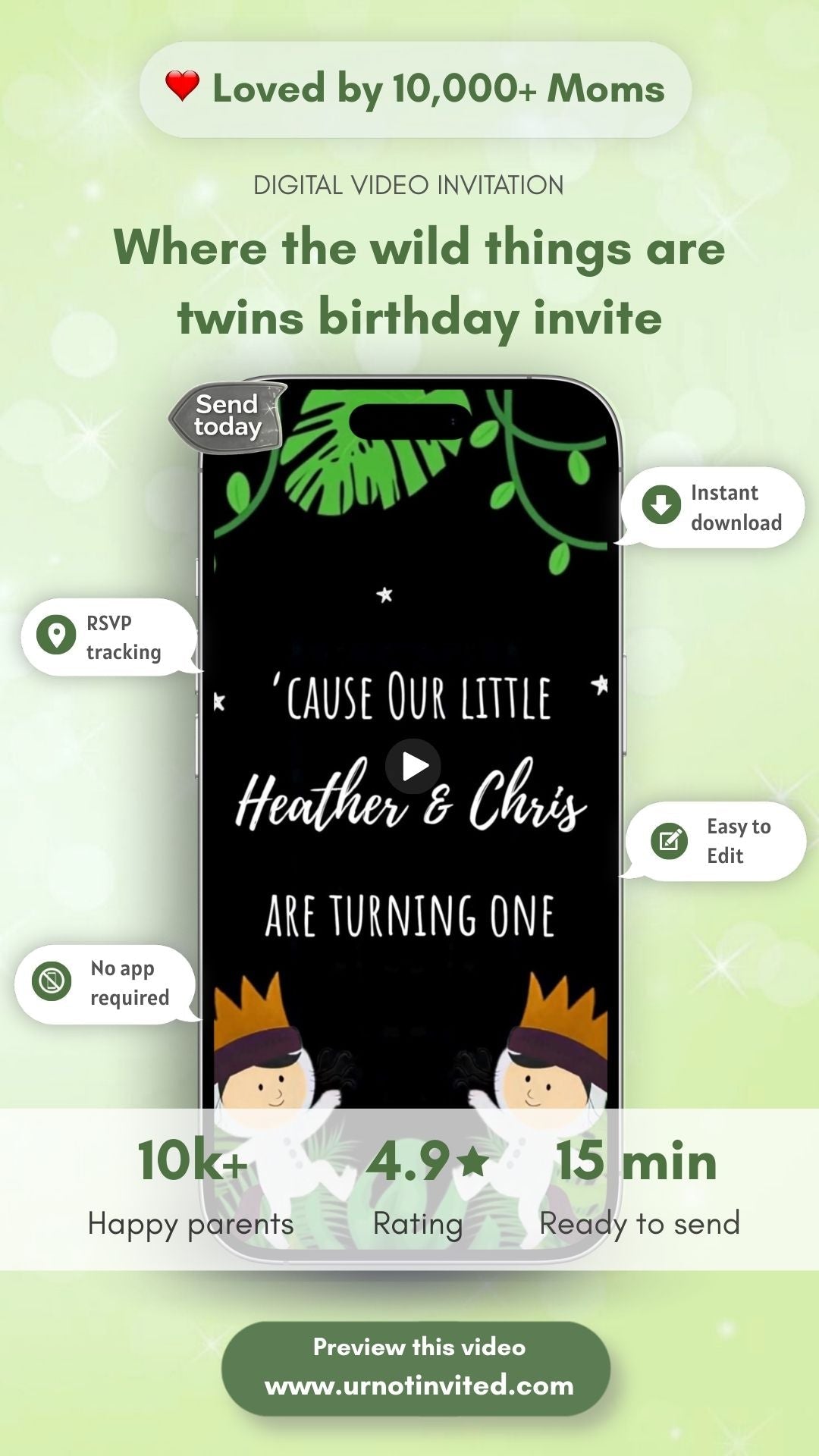 TWINS Where the Wild Things Are Invitation - Wild Ones 1st Birthday Joint Party Invite - urnotinvitedFirst BirthdayyourenvitedurnotinvitedINV-0325Video OnlyTWINS Where the Wild Things Are Invitation - Wild Ones 1st Birthday Joint Party Invite