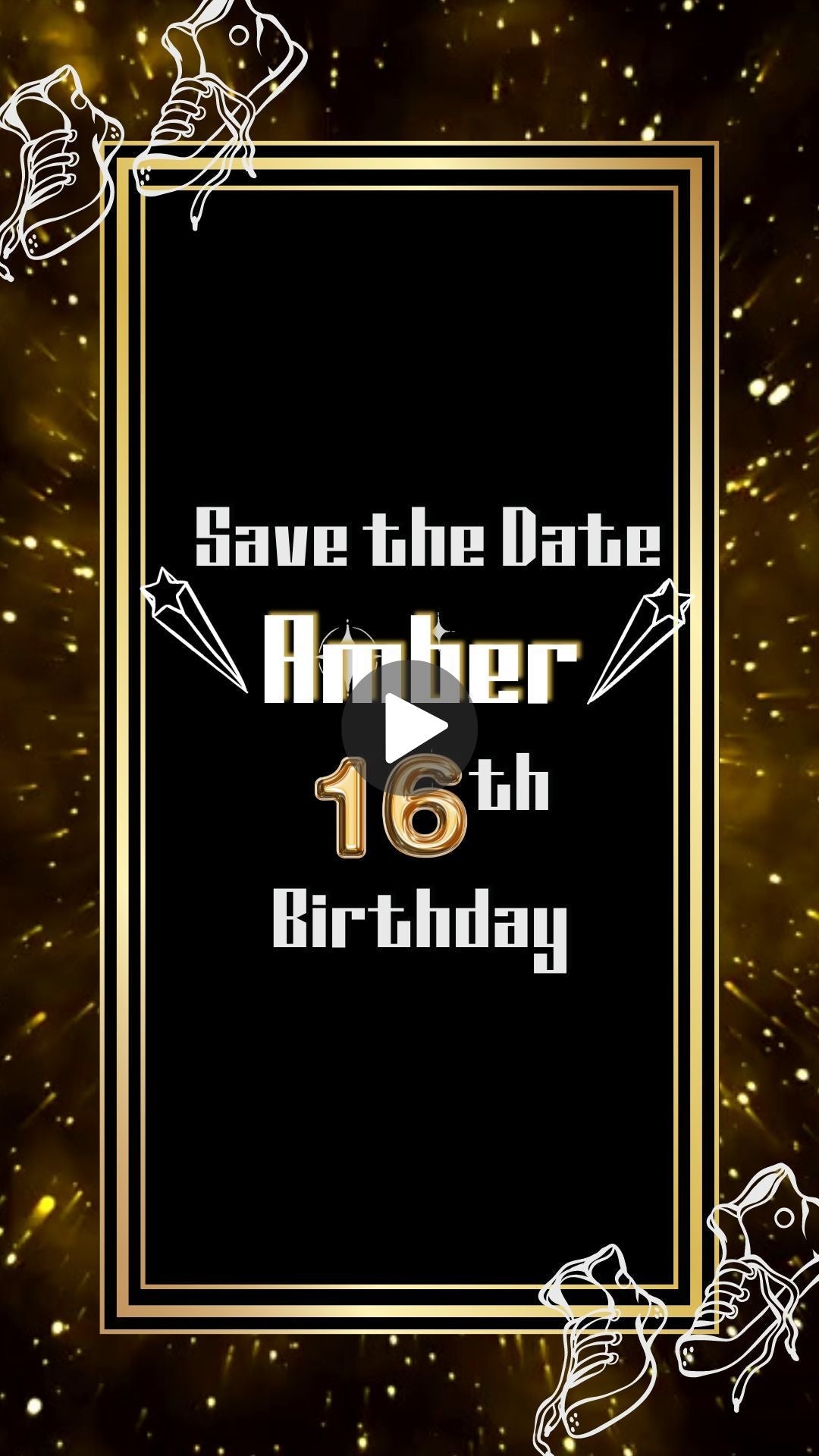White Sneaker Ball Birthday Video Invitation - Sneaker Ball Theme Party Invite - urnotinvitedKIds BirthdayurnotinvitedurnotinvitedINV-1180Video Onlysneaker ball birthday party