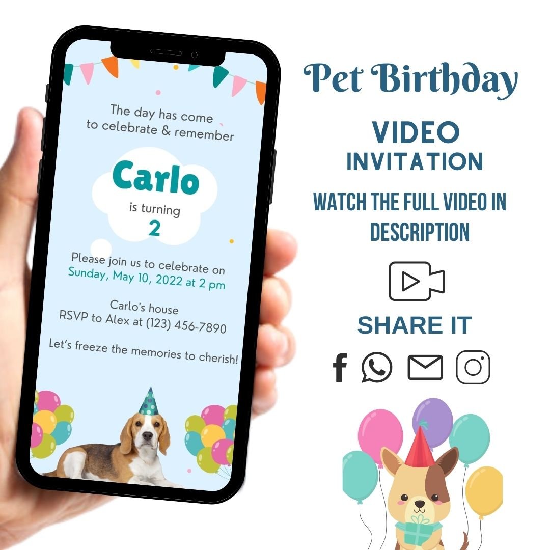 Pet Birthday Video Invitation - Pet Theme Birthday Invite - urnotinvitedInvitationsurnotinvitedurnotinvitedINV-1095Video OnlyPet Birthday Video Invitation - Pet Theme Birthday Invite