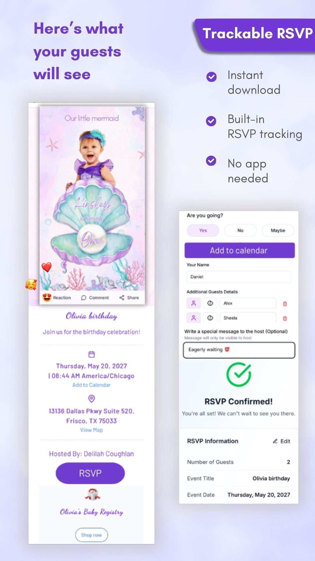 Sweet Heart Flowers Baby Shower Invitation - Sweet Heart Flowers Theme Party Invite