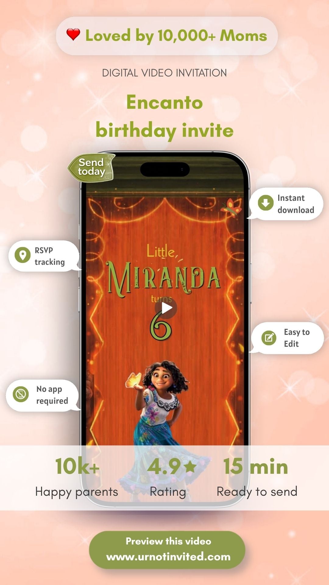 Encanto Theme Birthday Video Invite – Colorful Floral Party Animated Invitation - Encanto Theme Birthday Party Invite | Canva Template | Instant Download