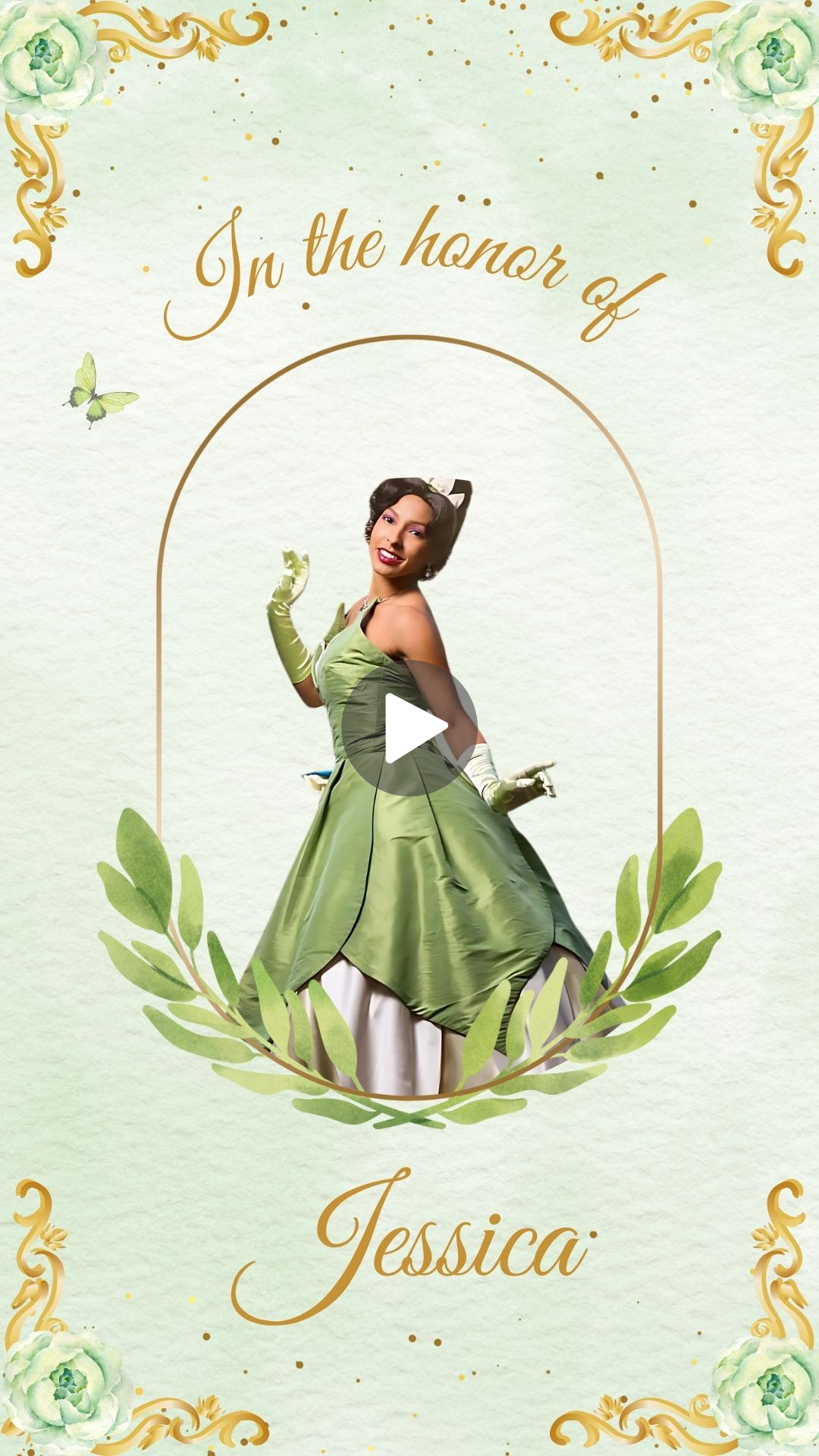 Princess Tiana Mint Green Sweet 16 Birthday Video Invitation - Elegant &amp; Magical  Sweet 16 Party Invite