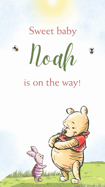 Invitación al baby shower de Winnie The Pooh - Dulce sorpresa Invitación al baby shower de Winnie The Pooh