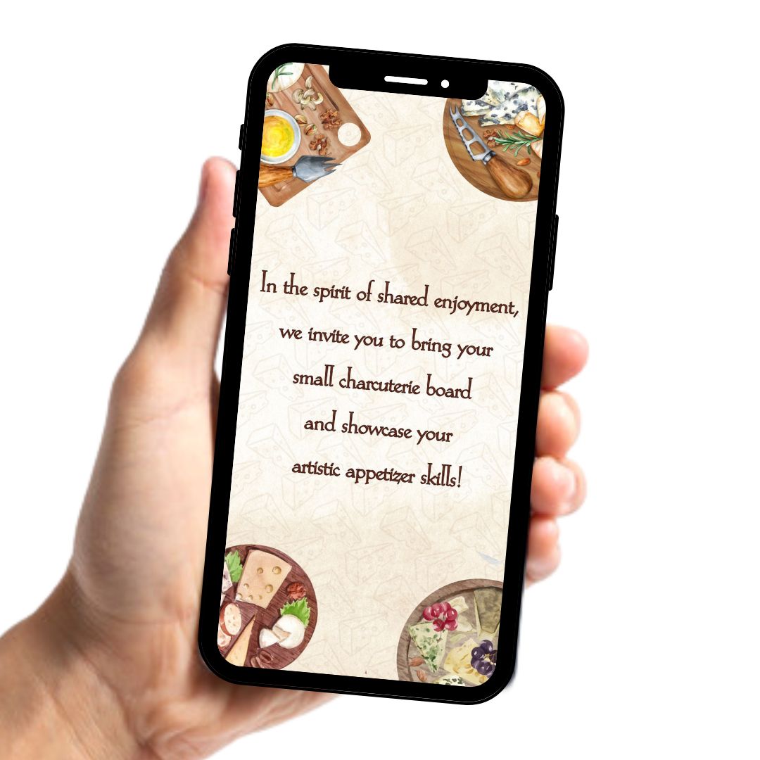 Charcuterie Board Video Invitation - Charcuterie Board Theme Digital Dinner Invite