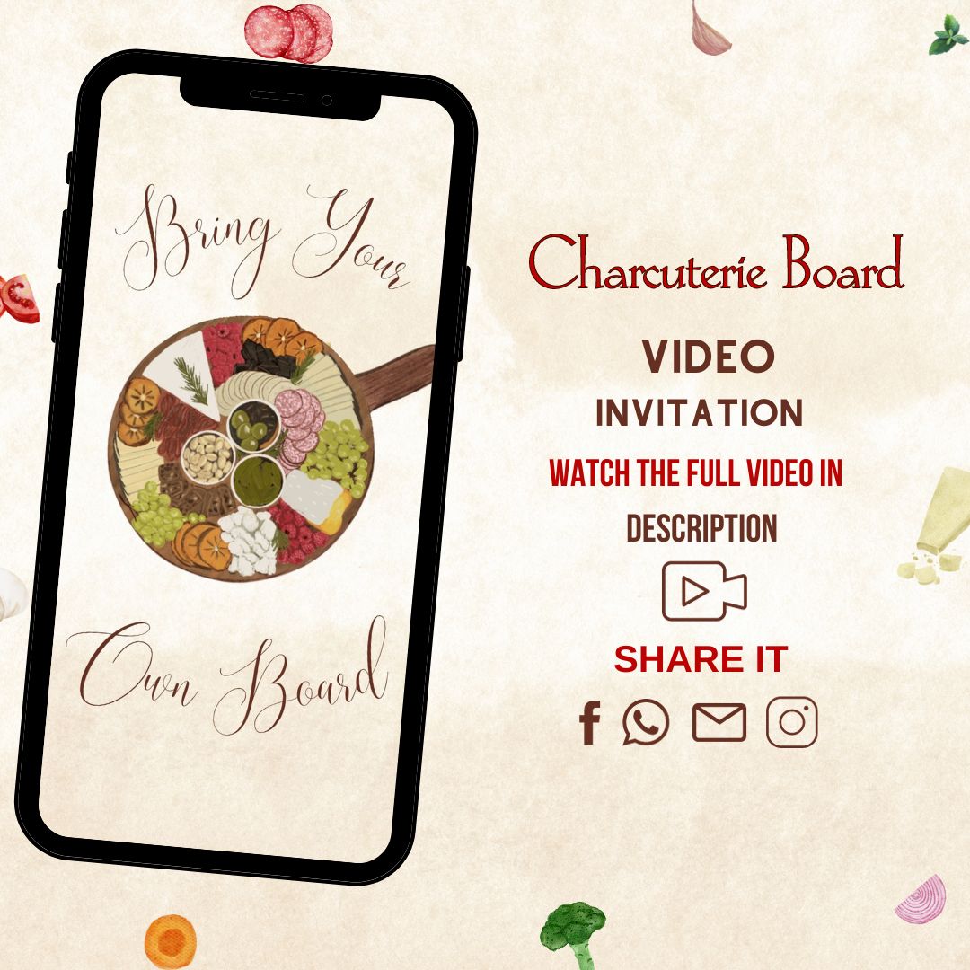 Charcuterie Board Video Invitation - Charcuterie Board Theme Digital Dinner Invite