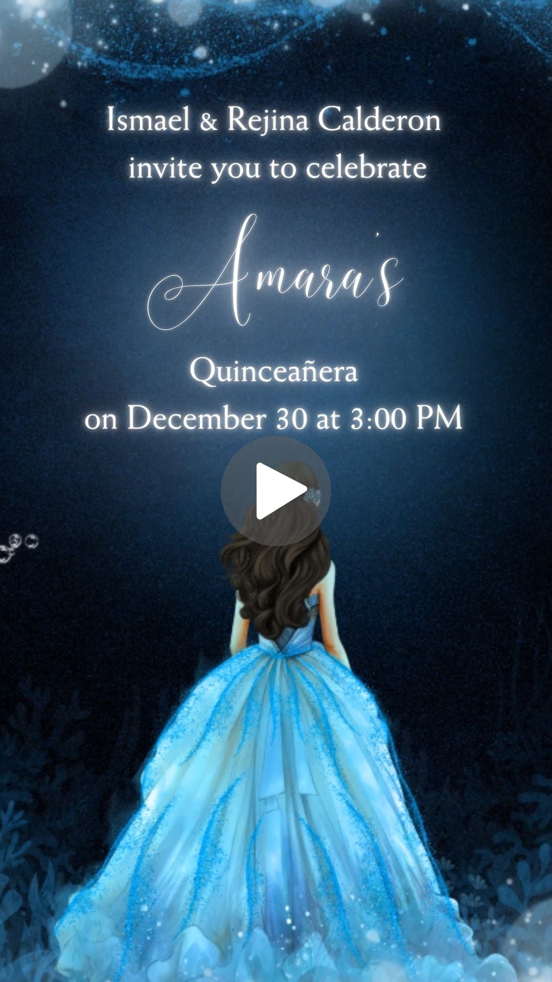 Aqua Blue Princess Quinceañera invitation - Underwater Ocean-themed Party Invite | Canva Template | Instant Download