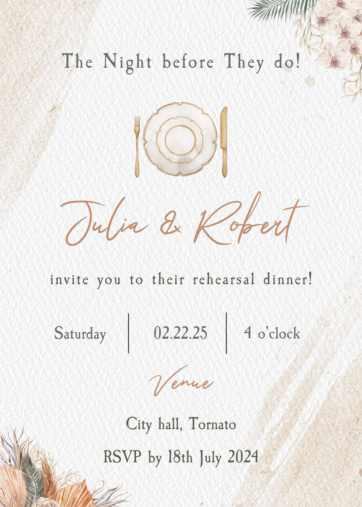 Boho Rehearsal Dinner Digital Card