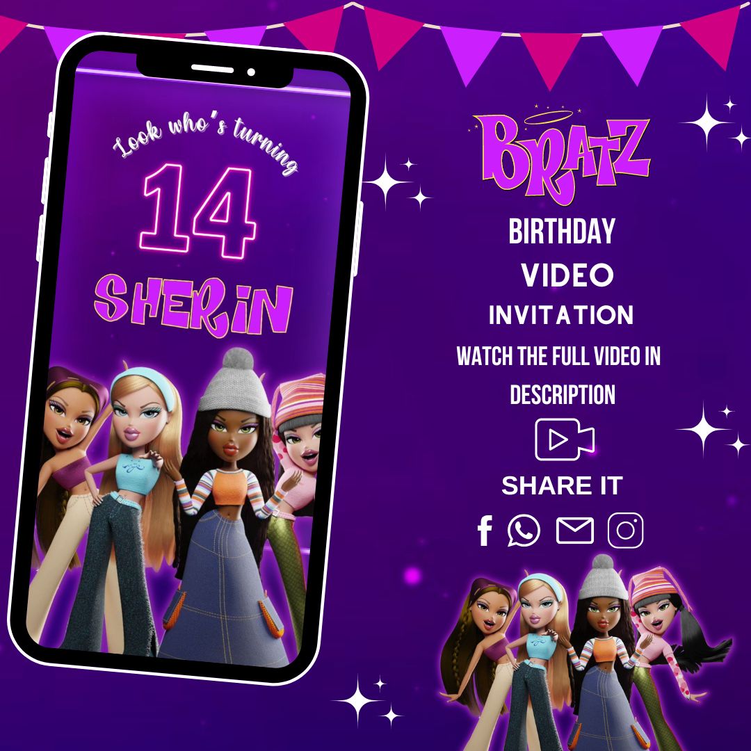Bratz Birthday Video Invitation Bratz Girl Birthday Party Animated I