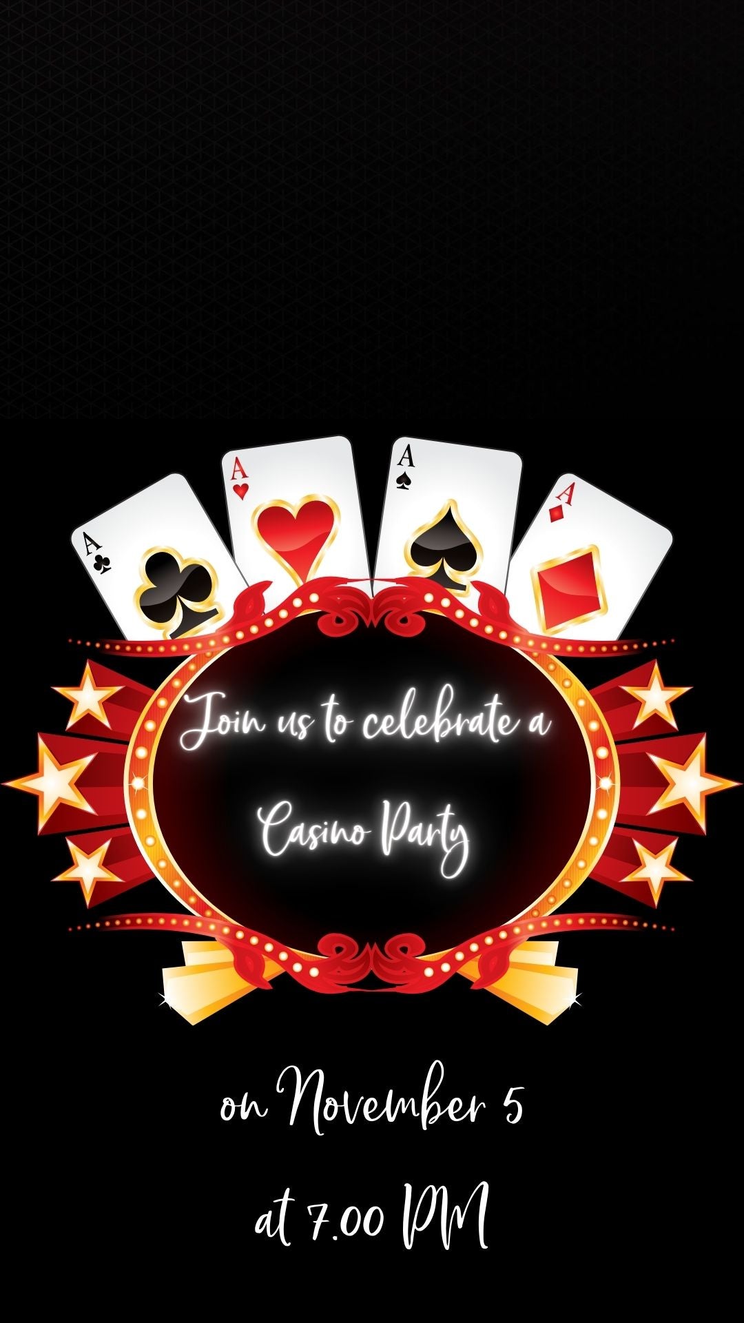 Casino Theme Birthday Invitation - Shake Roll &amp; Rattle Birthday Party Invite