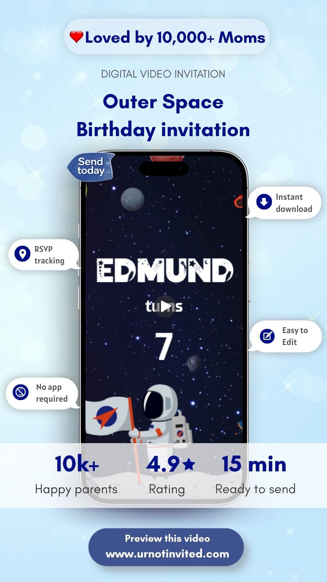 Outerspace Video Invitation - Outerspace Boys Theme Birthday Party Invite | Canva Template | Instant Download Soccer invite