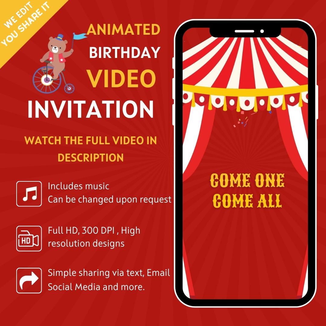 Animated Birthday Invitation Video Birthday Party Invite -  in