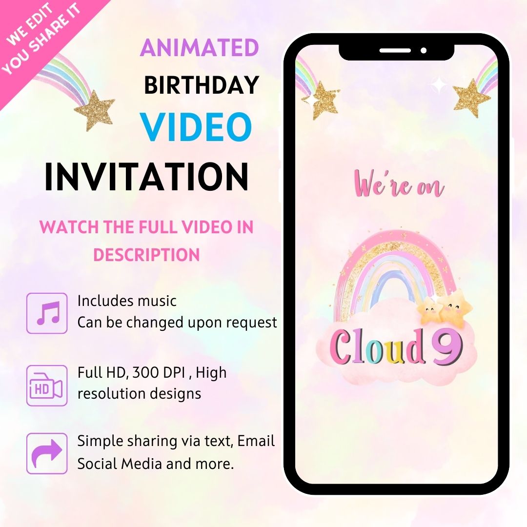 Unicorns and Rainbows Animated Video Invitation - Cool Video