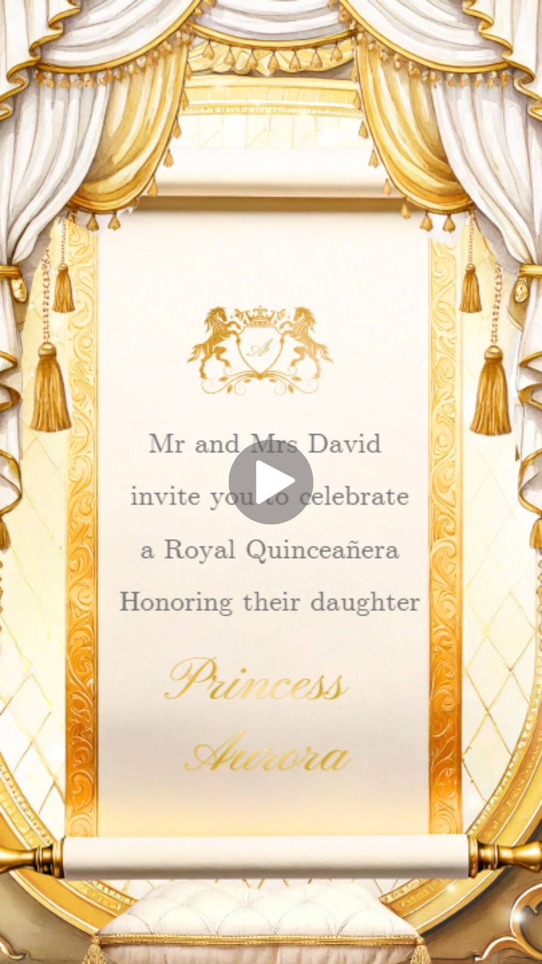 Royal Quinceañera Animated Video Invitation - Quinceañera Animated Video Invite | Canva Template | Instant Download