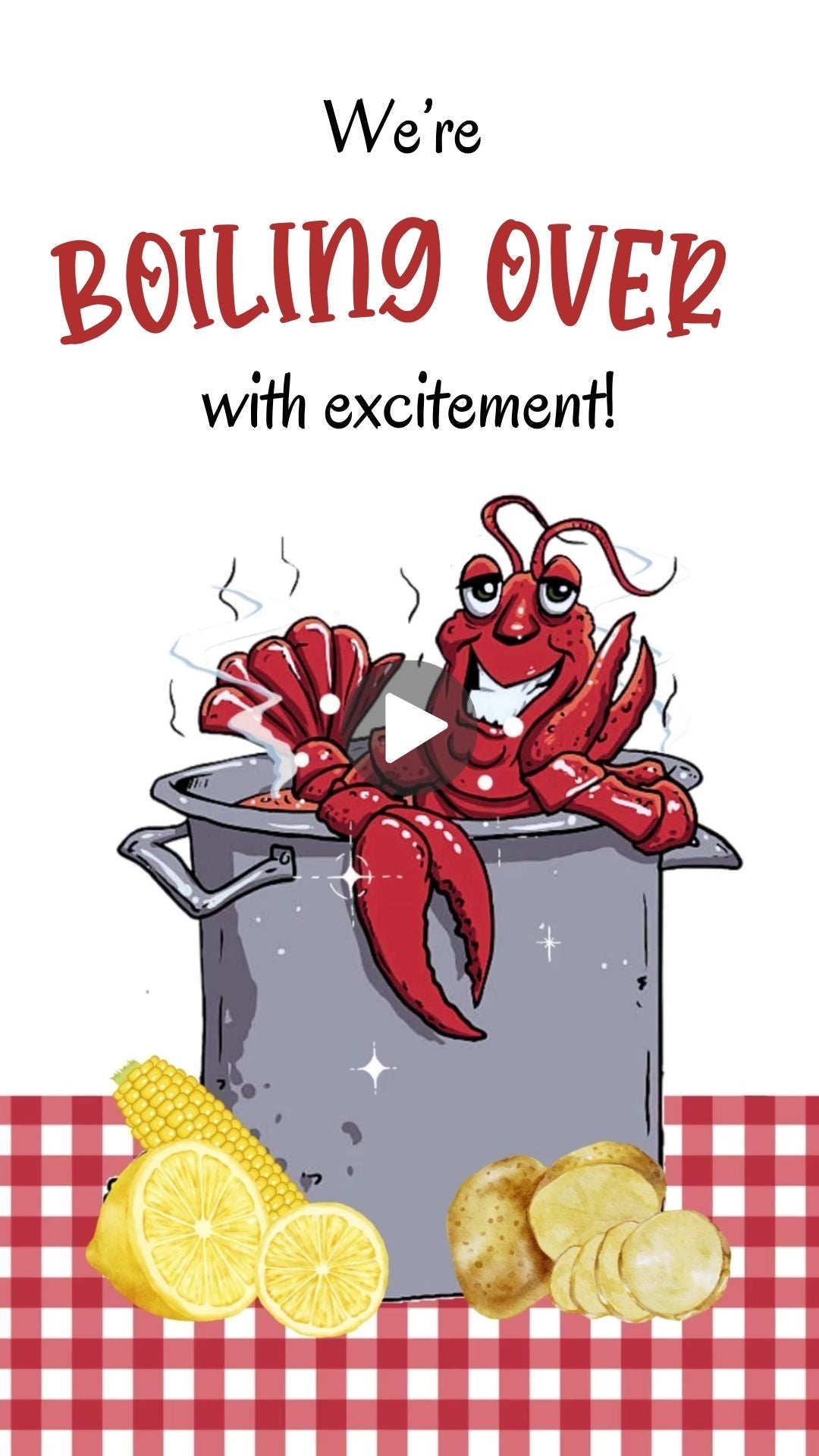 Crawfish Boil Birthday Video Invitation - Crawfish Boil Theme Digital Party Invite  | Canva Template | Instant Download