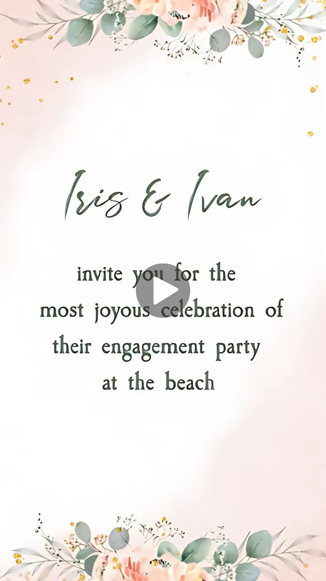 Engagement Party Video Invitation - Celebration of Engagement Party Digital Invite