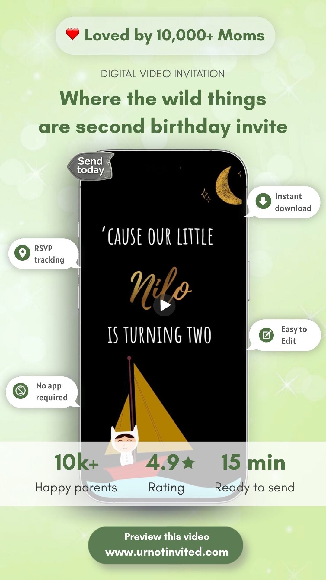 Invitación al primer cumpleaños de Donde viven los monstruos - Invitación en vídeo de Wild One