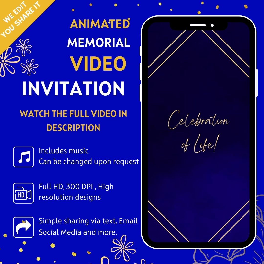 Life Dove Memorial-Men Video Invitation - Life Dove Memorial-Men Theme Invite