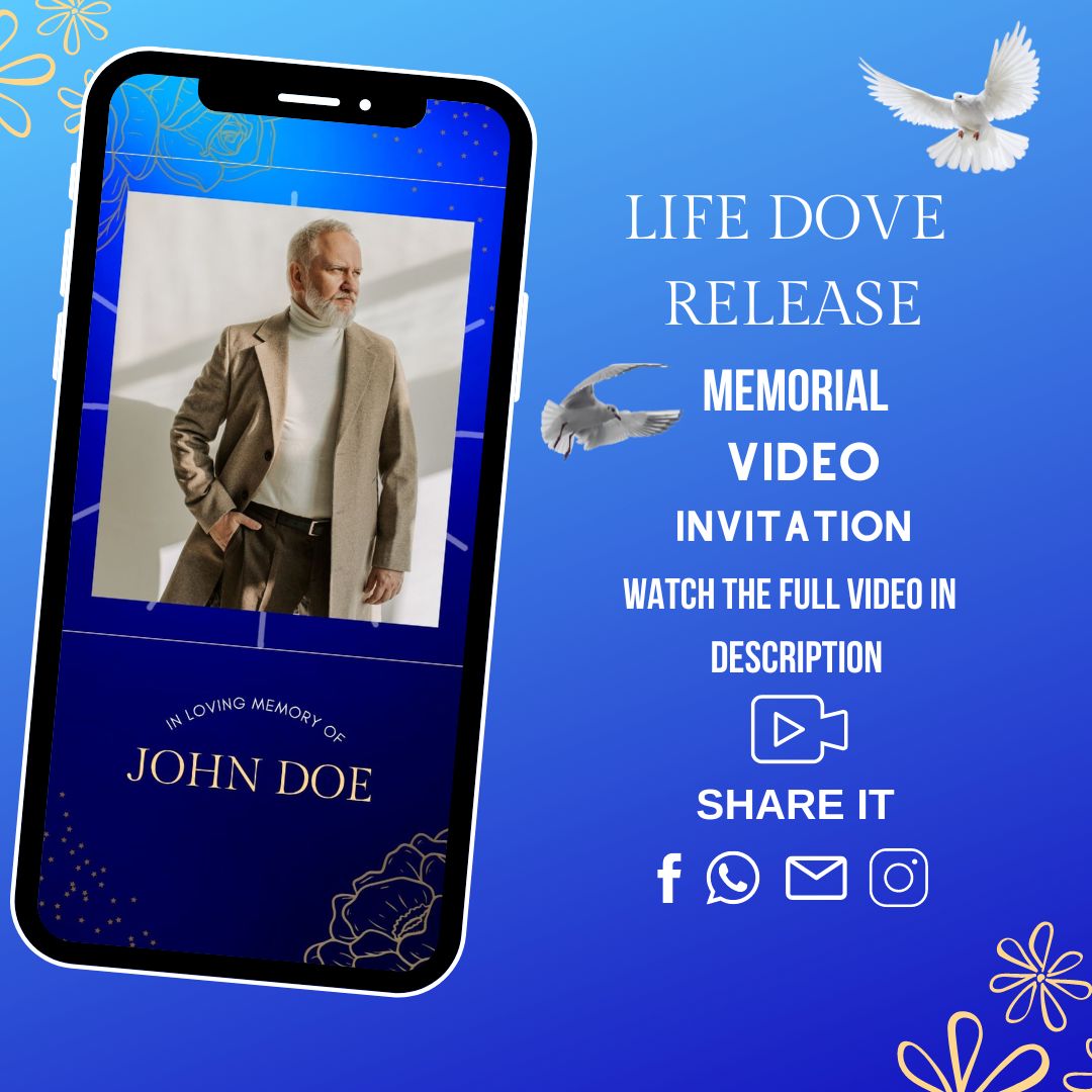Life Dove Memorial-Men Video Invitation - Life Dove Memorial-Men Theme Invite