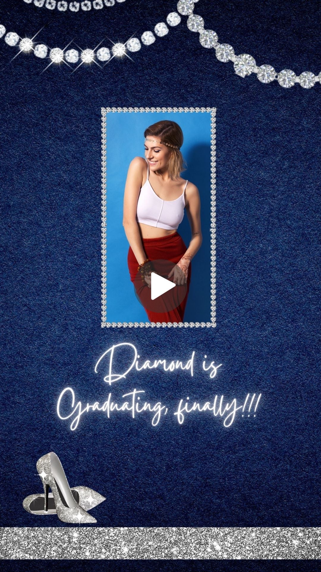 Denim &amp; Diamond Graduation Invitation -  Shine Like Diamond Graduation Digital Invite