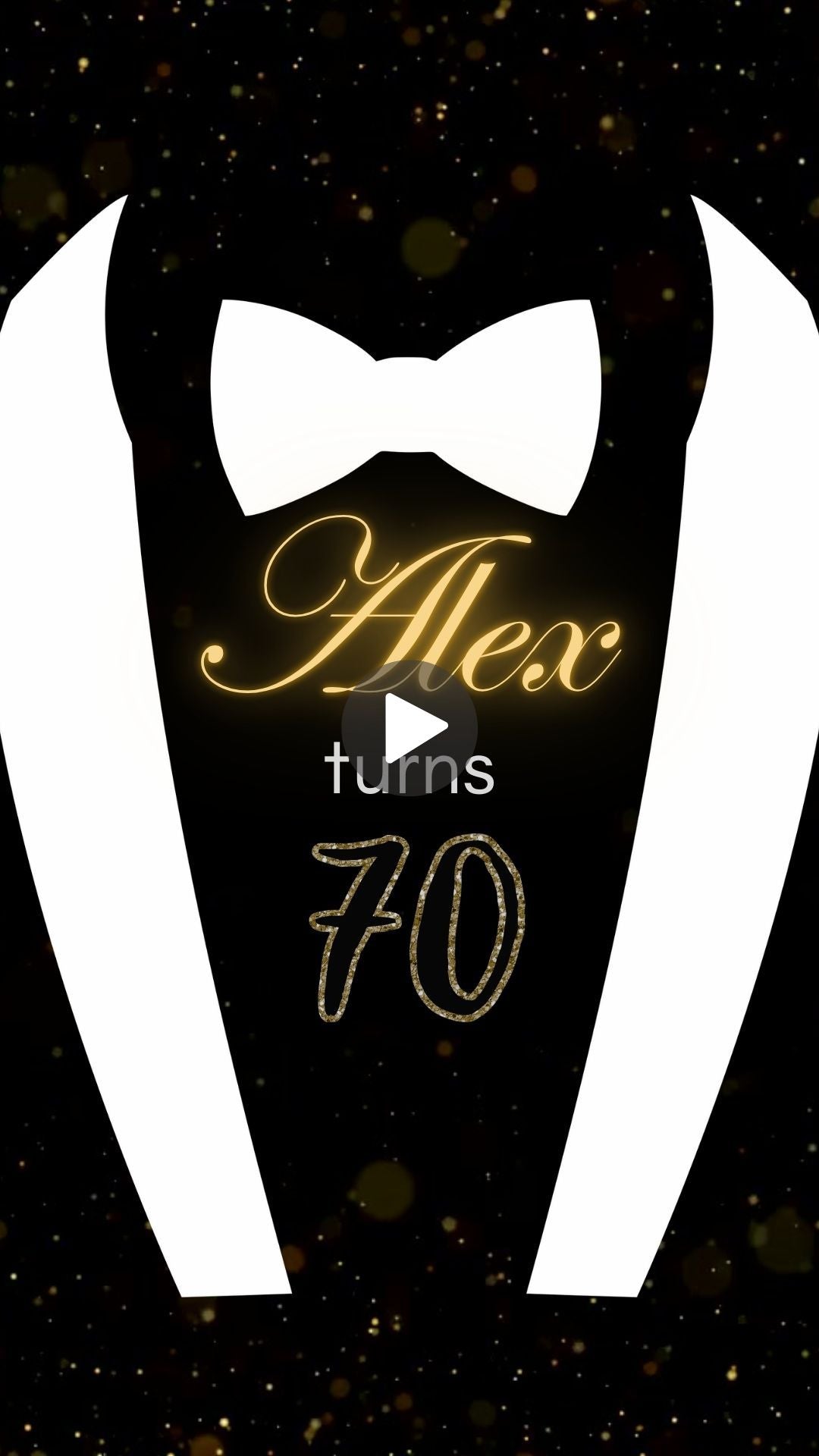 Men Black and Gold Birthday Video Invitation - Golden 70th Any Age Birthday Invite