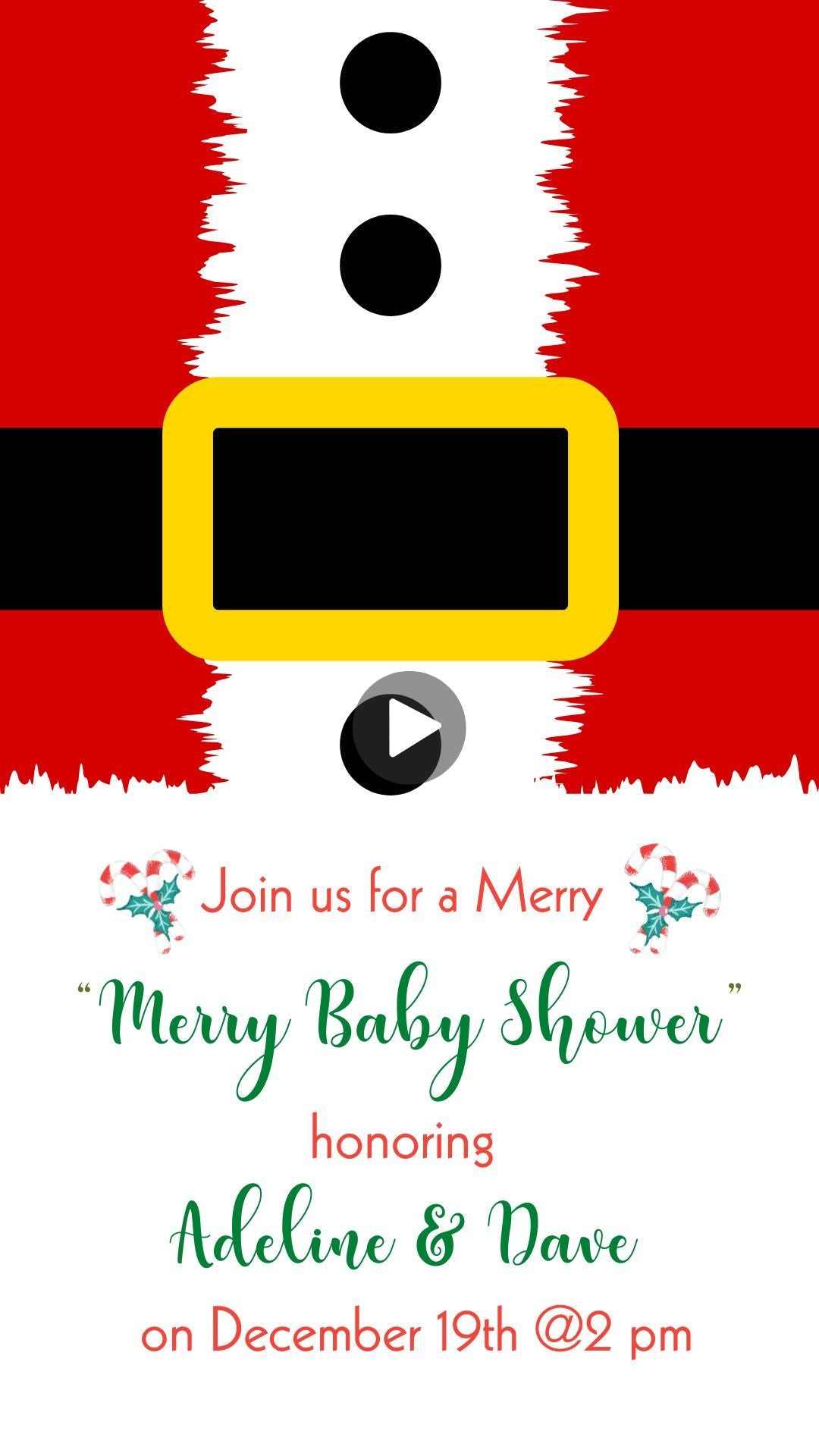 Christmas Santa Baby Shower Invite - Mary Baby Shower Santa Surprise Invitation