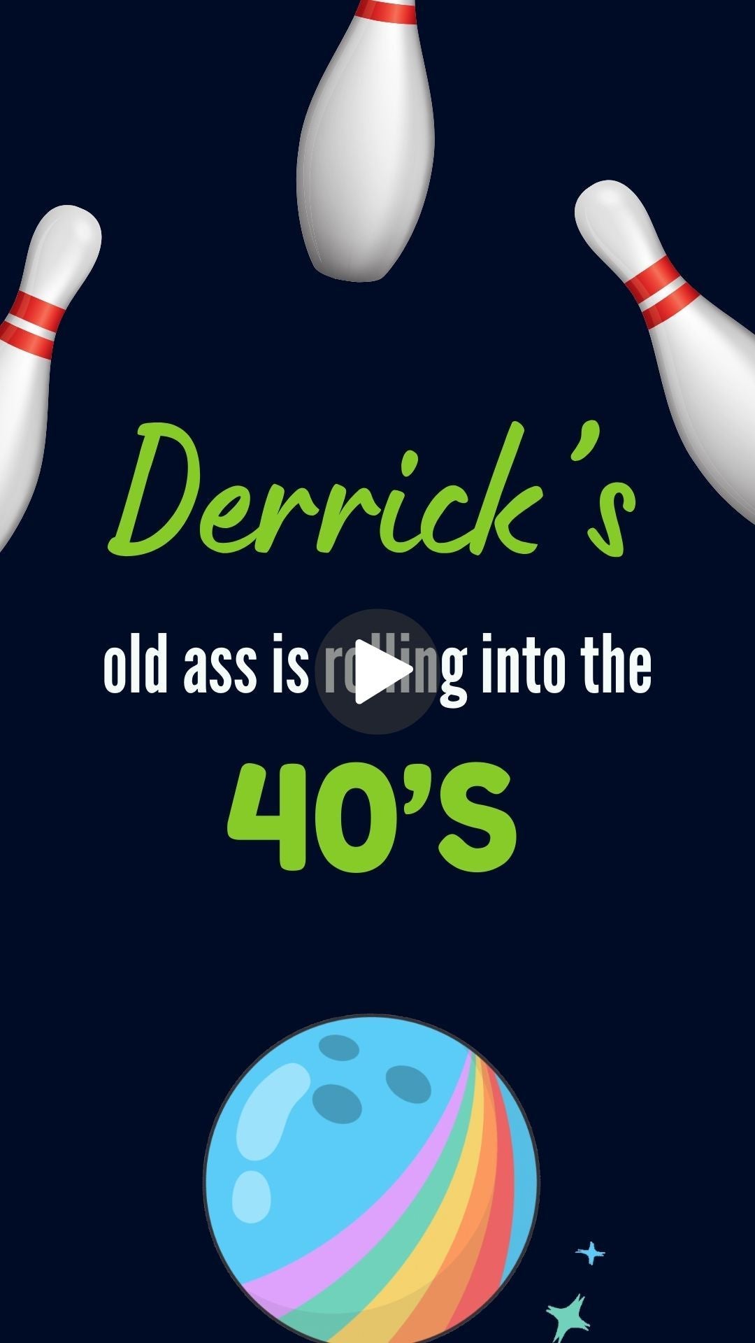 Bowling Birthday Video Invitation - Bowling Theme Party Digital Invite