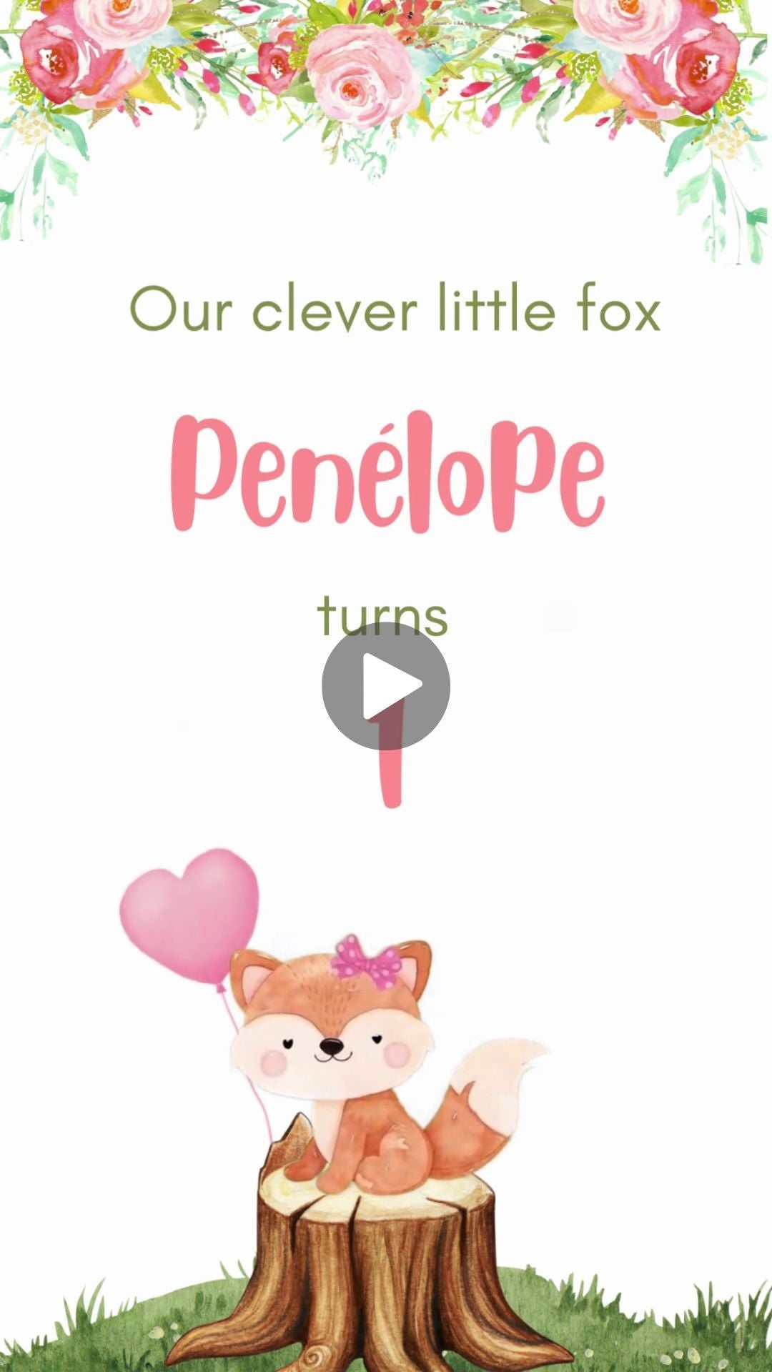Woodland Animals Pink Birthday Video Invitation - Woodland Animals Theme Party Digital  Invite