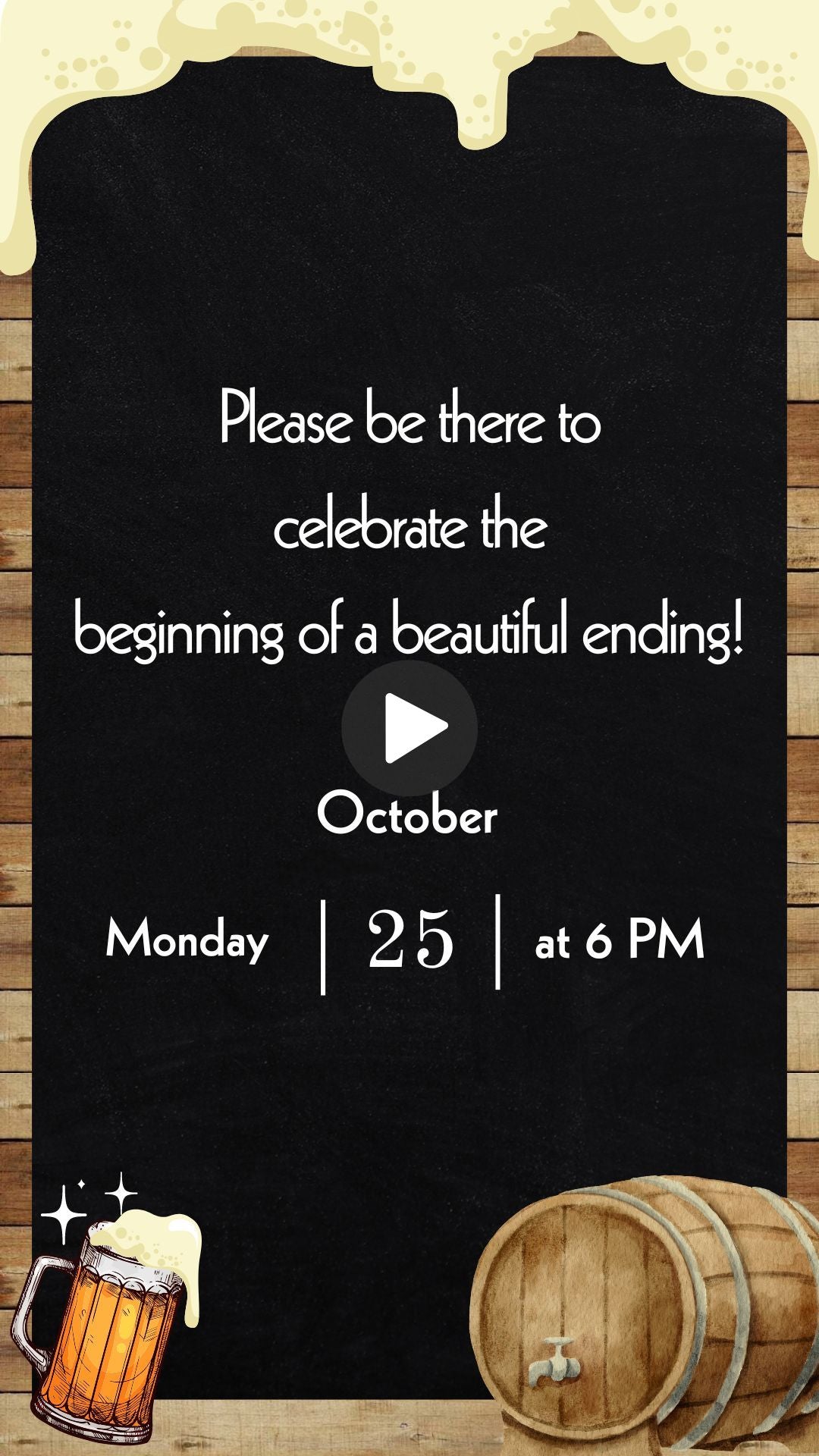 Cheers and Beer Retirement Party Video Invitation - Retirement Theme Cheers and Beer Party Invite