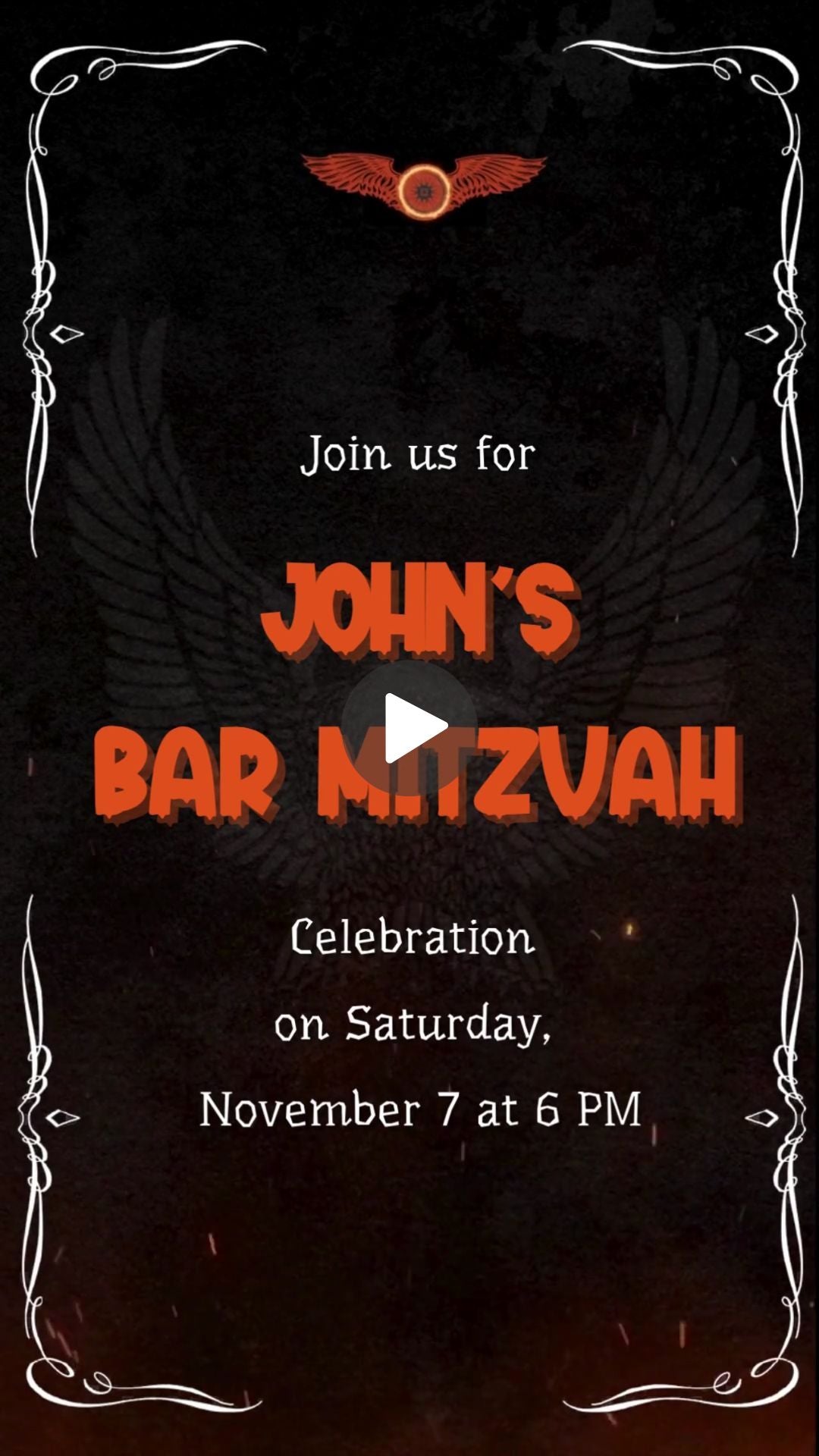 Motorbike Bar Mitzvah Video Animated Video Invitation | Canva Template | Instant Download (Copy)