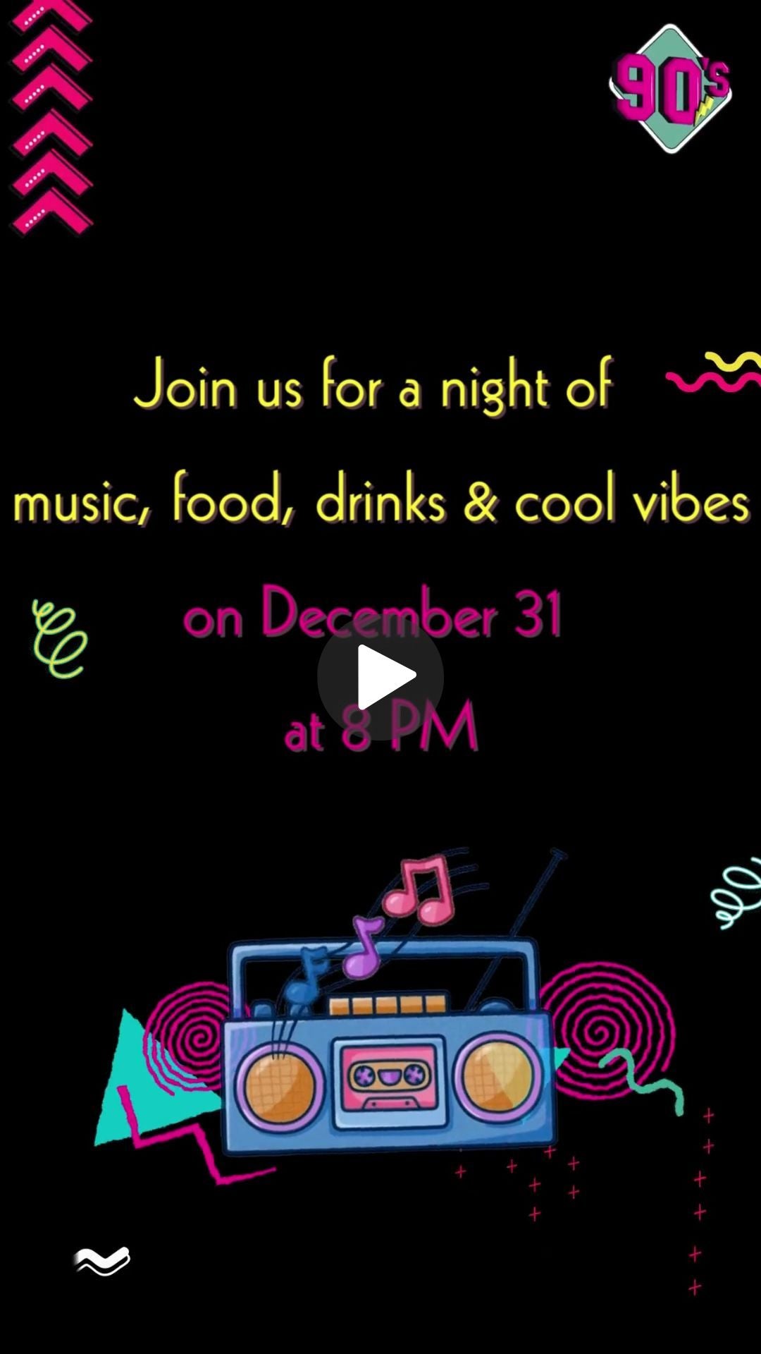 90’s NYE House Party Video Invitation - 90’s Swag On Nye House Party Digital Invite