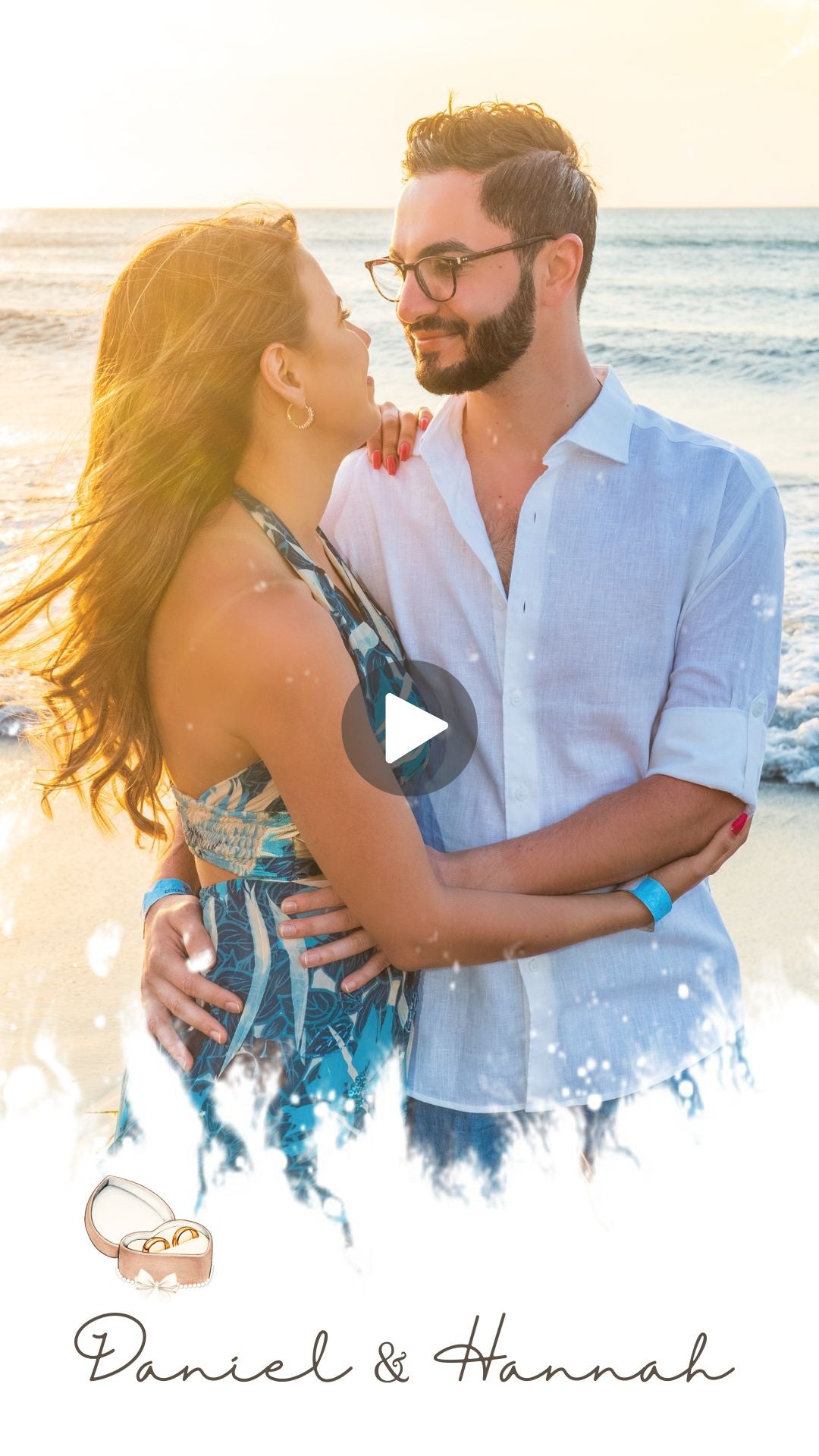 Beach Wedding Video Invitation - Beach Theme Wedding Digital Invite - Save The Date