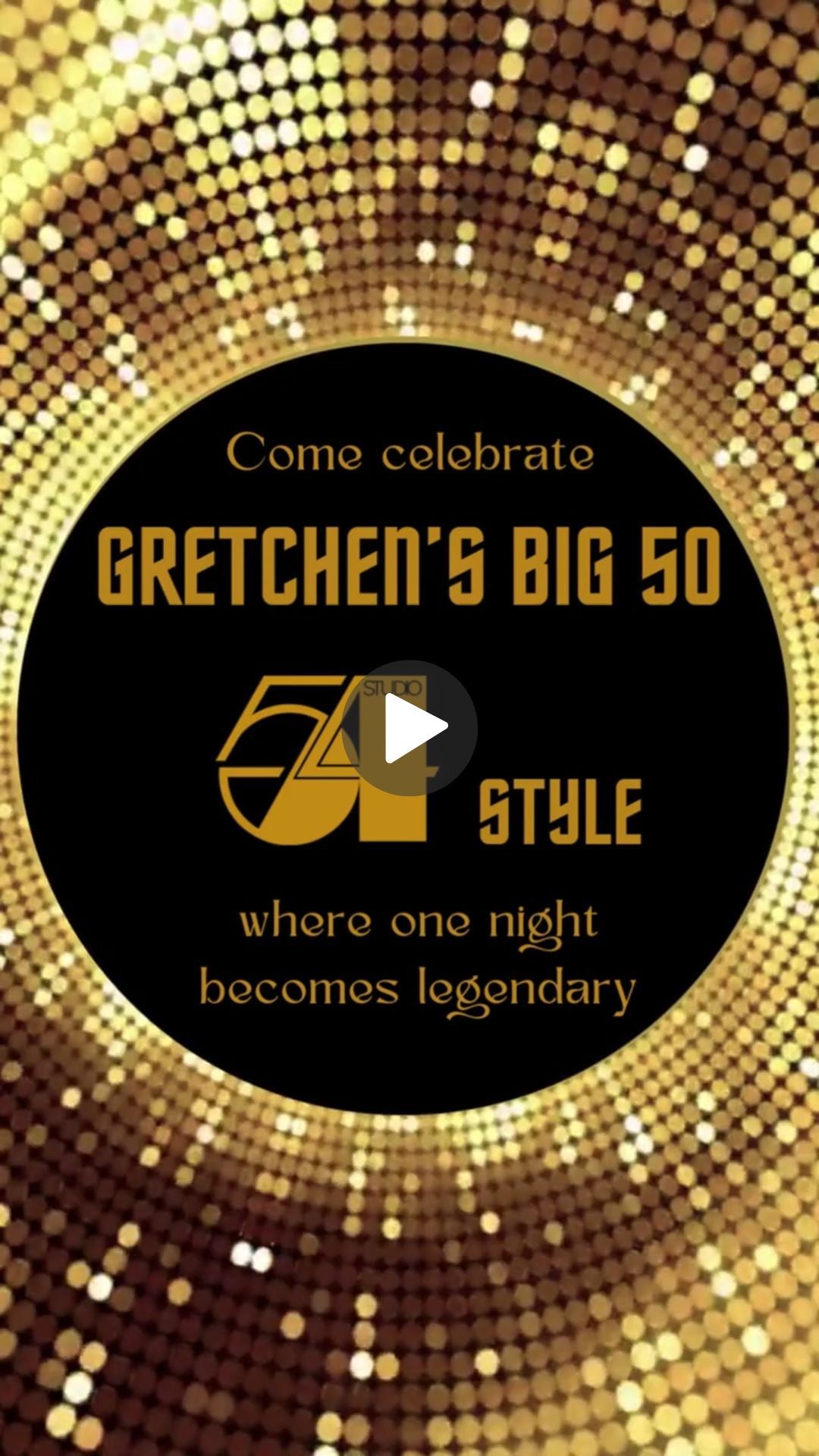 Disco Ball Gold Birthday Animated Video Invitation | Canva Template | Instant Download