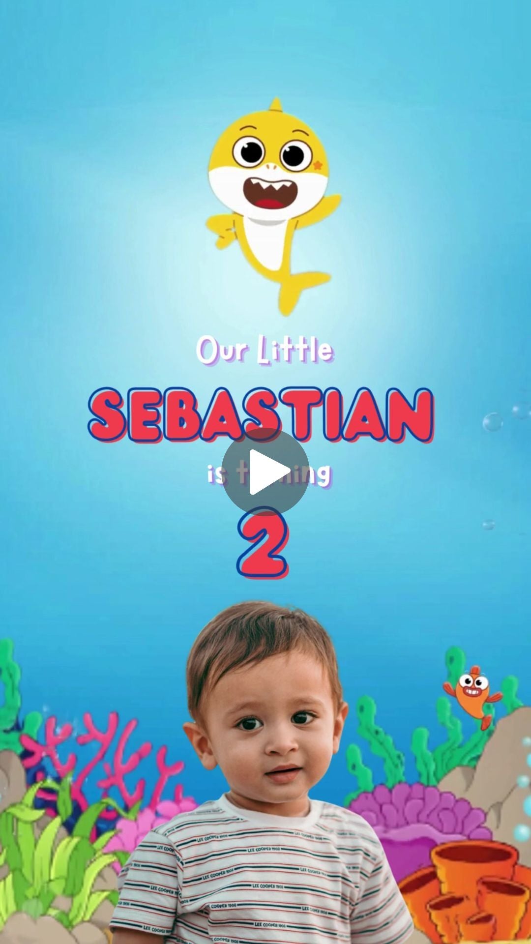 Baby Shark Birthday Video  Invitation - Baby Shark Theme Party Invite